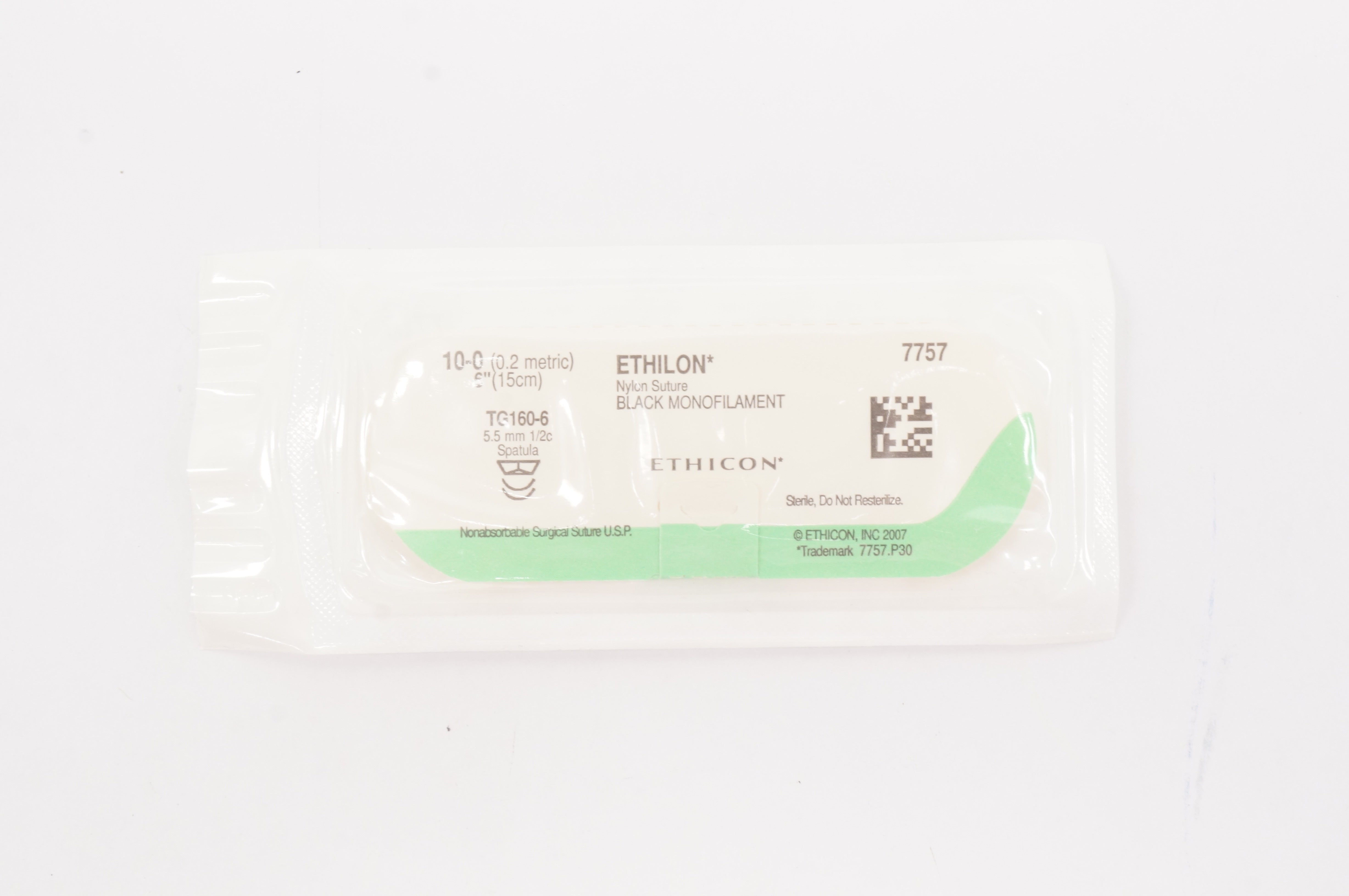 Ethicon 7757 ETHILON TG160-6 5.5mm 1/2c Spatula 6inch (x)