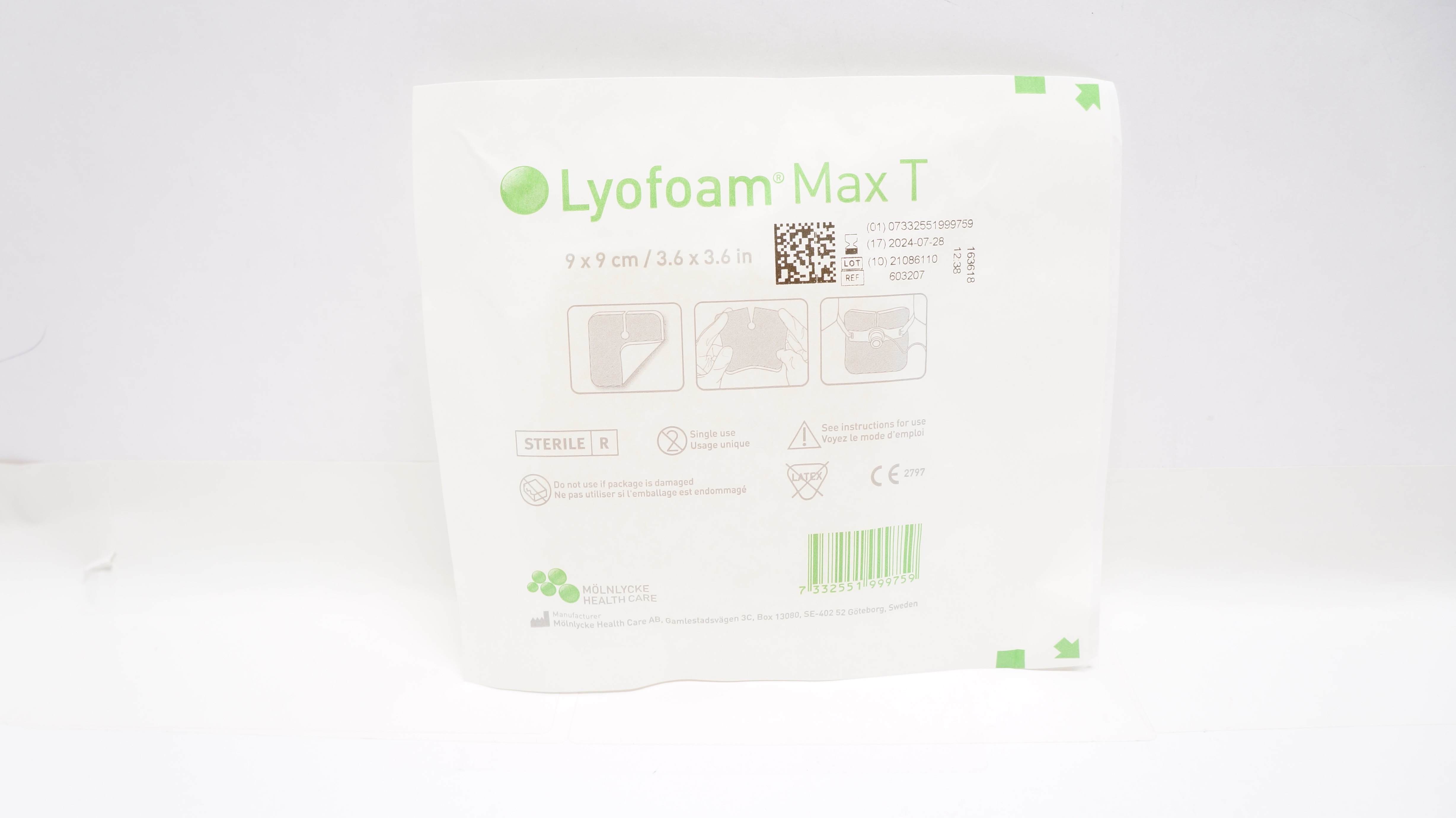 Molnlycke 603207 Lyofoam Max T Absorbent Foam Dressing 3.6inch x 3.6inch