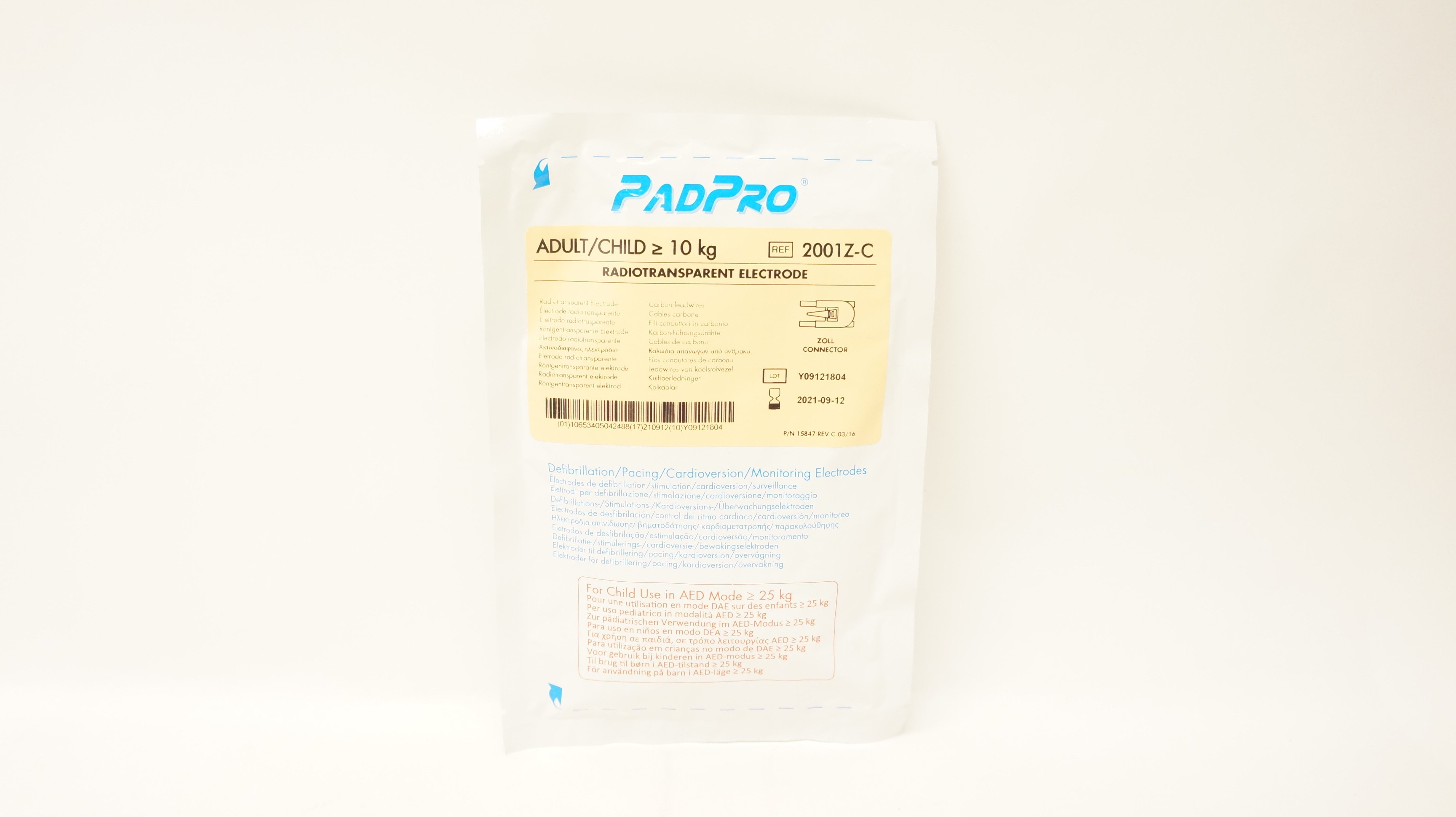 ConMed 2001Z-C PadPro Radiotransparent Electrode, Adult / Child ≥10kg (x)