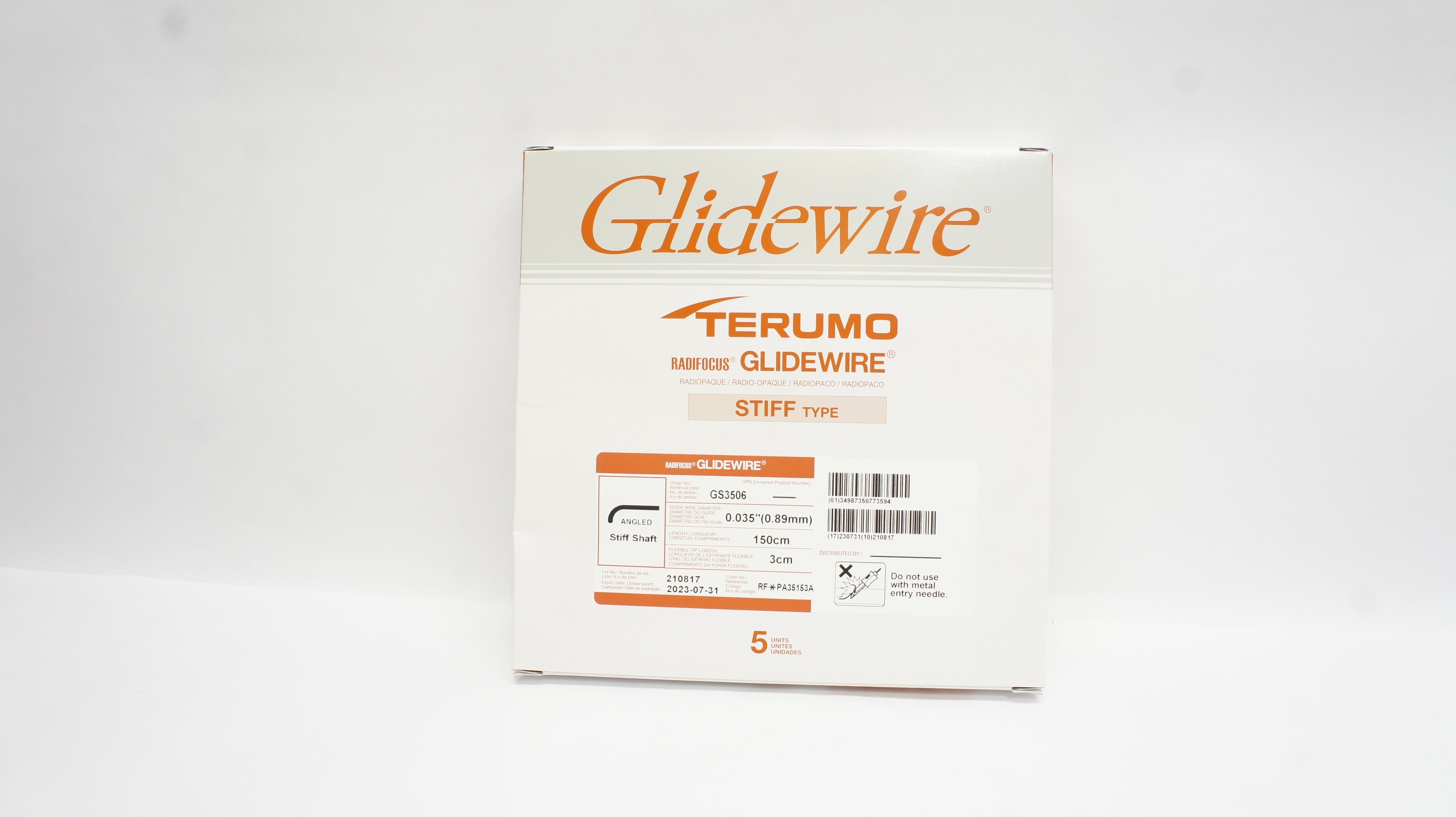 Terumo PA35153A Radifocus Glidewire 0.035inch x 150 x 3cm (x) - Box of 5