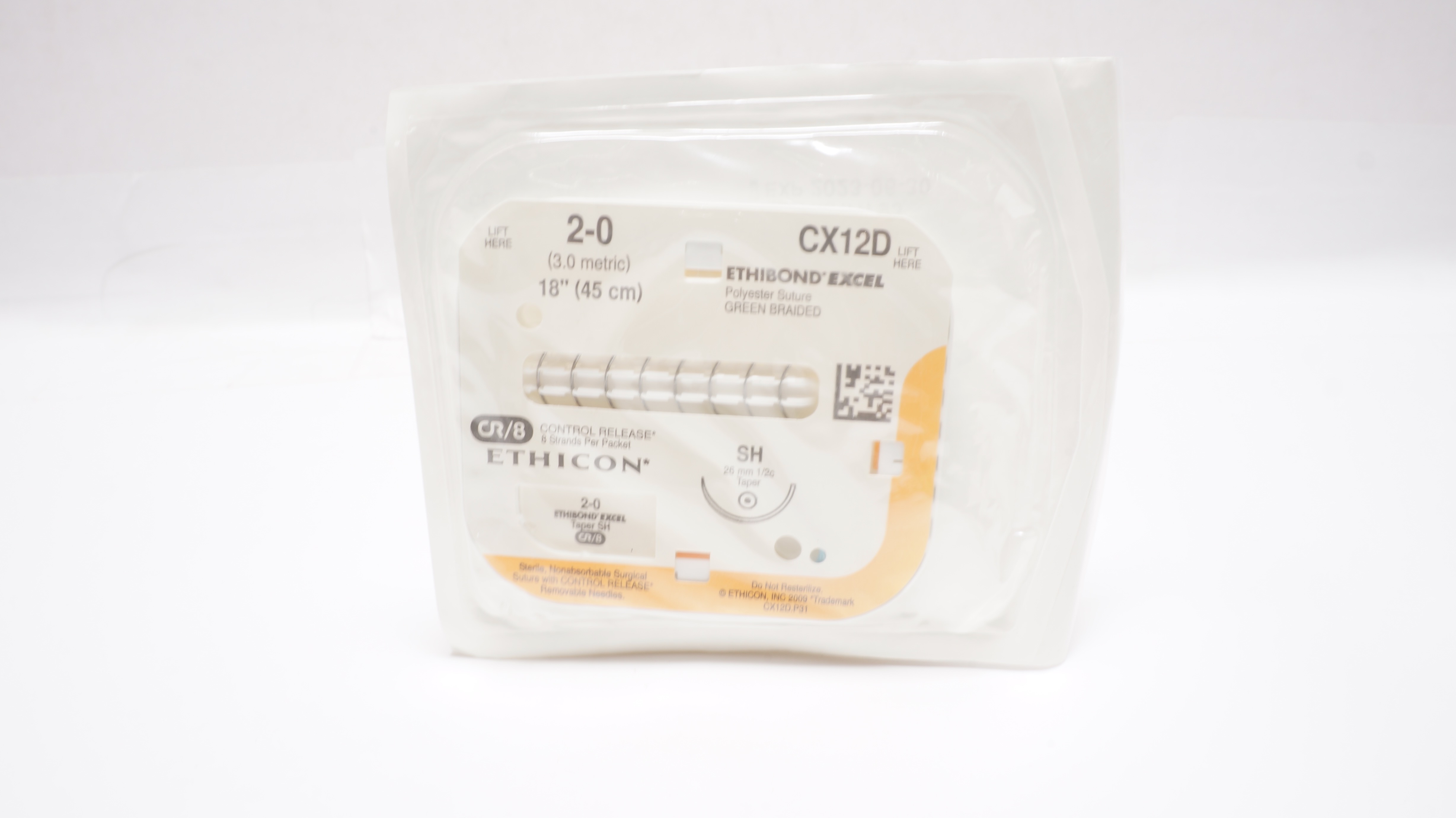 Ethicon CX12D 2-0 Ethibond Excel Stre SH 26mm 1/2c Taper, 18in, CR/8 (x)