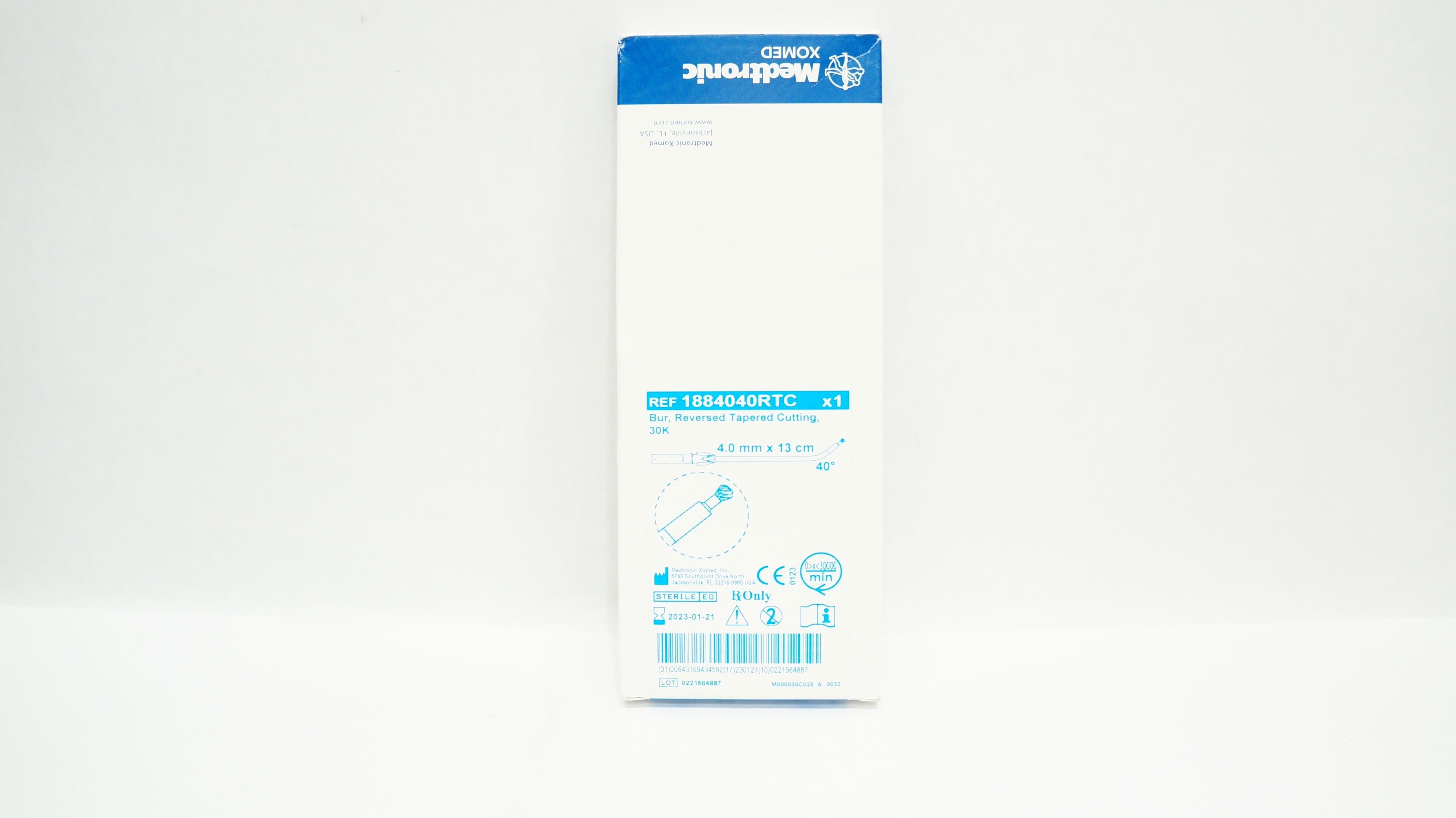 Medtronic 1884040RTC Bur, Reversed Tapered Cutting 4.0mm x 13cm 40Degree (x)