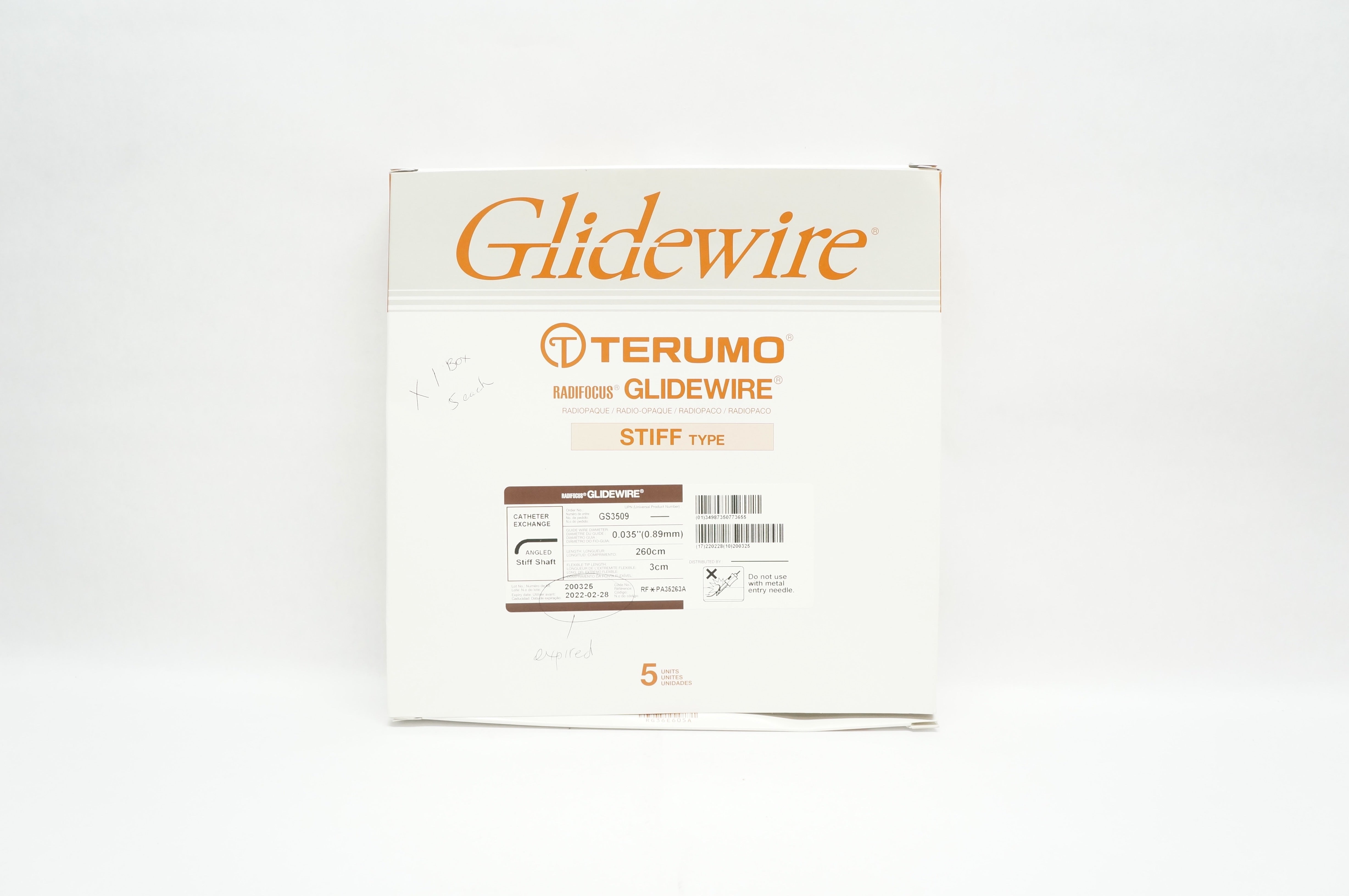 Terumo GS3509 Radifocus Glidewire Cath. Exchange 3cm x 260cm - Box of 5 (x)