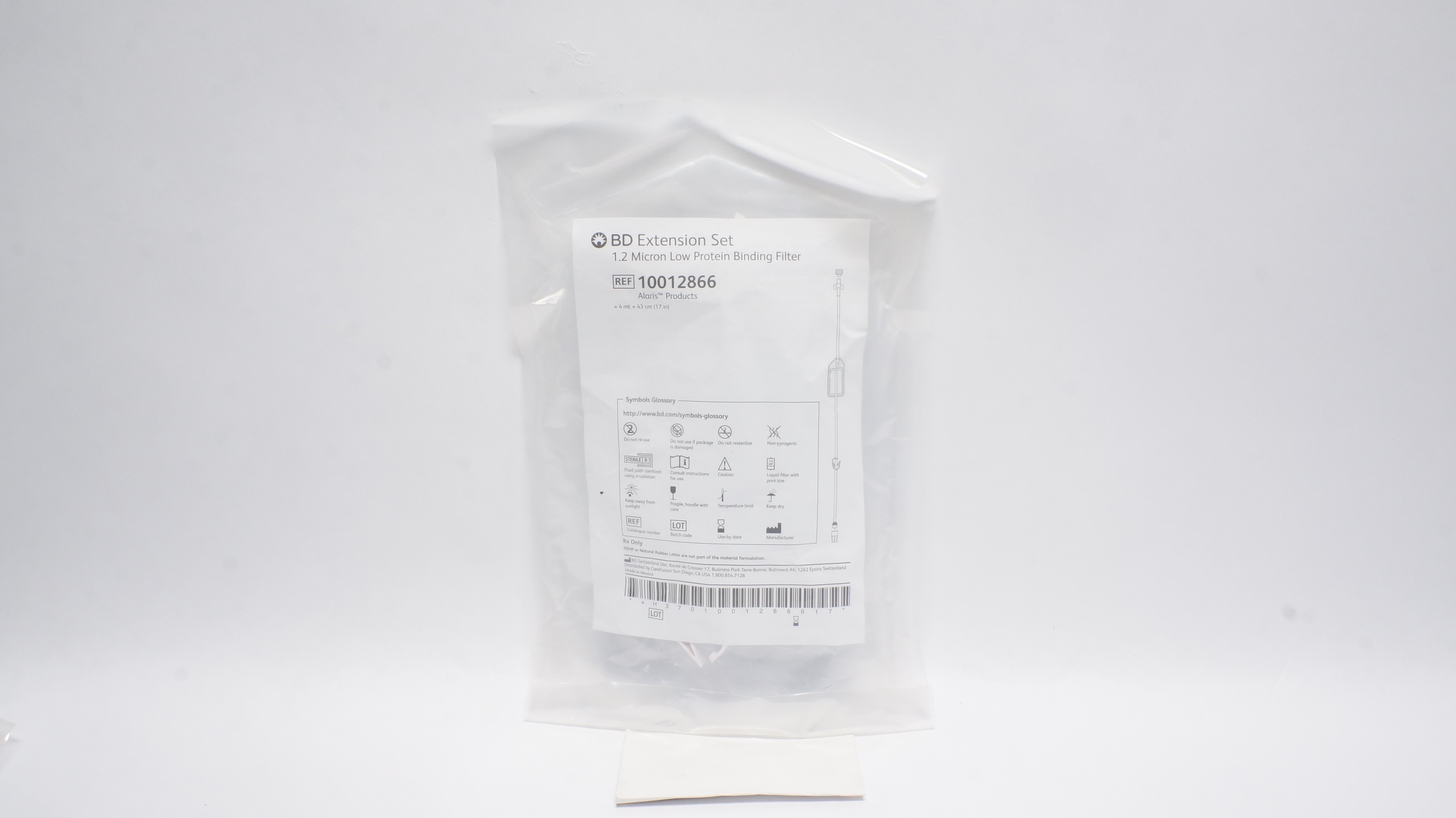 BD 10012866 Extension Set 1.2 Micron Low Protein Binding Filter 4mL x 17in (X)