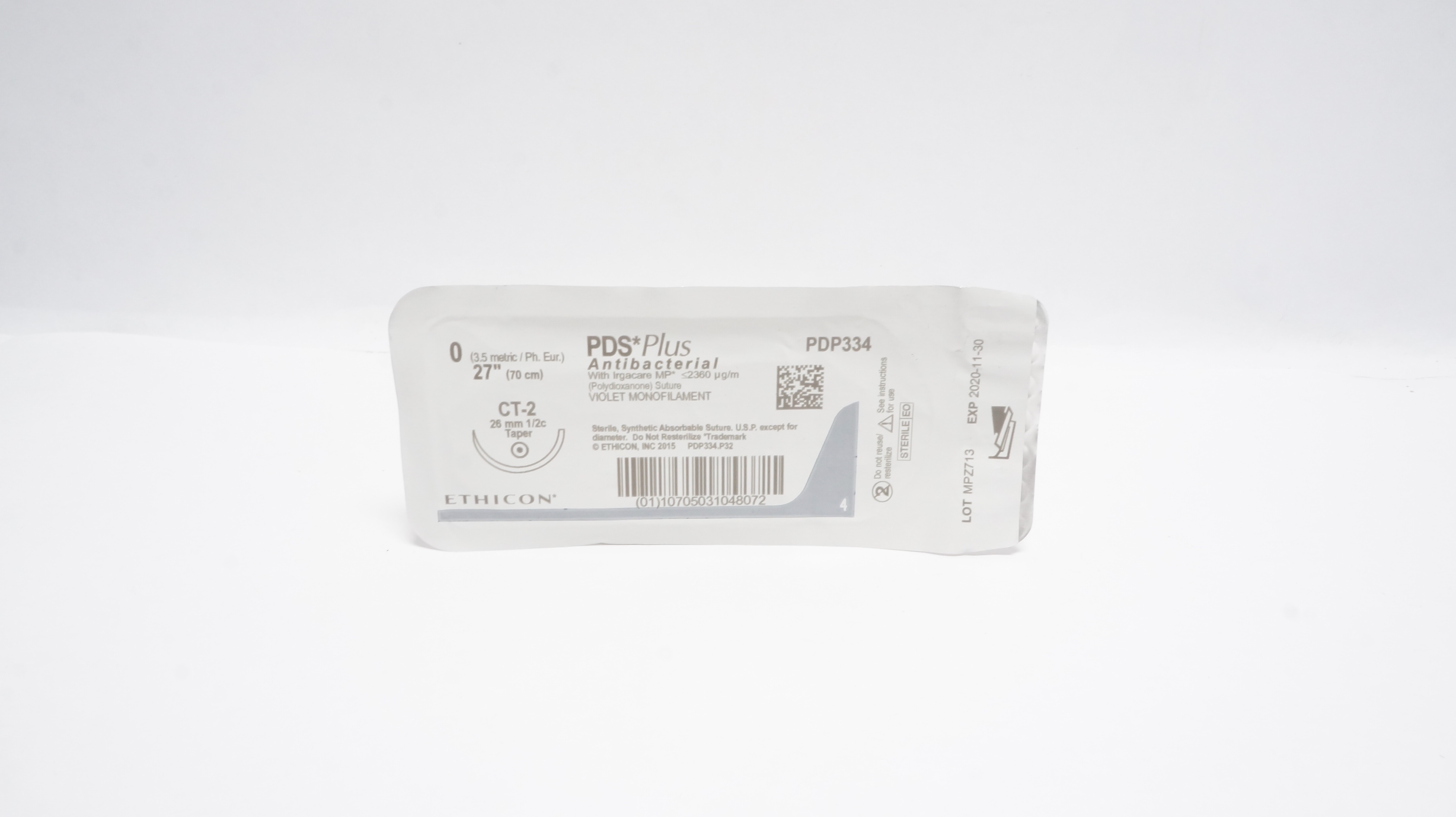 Ethicon PDP334 0 PDS Plus Antibacterial Stre CT-2 26mm 1/2c Taper, 27inch (x)