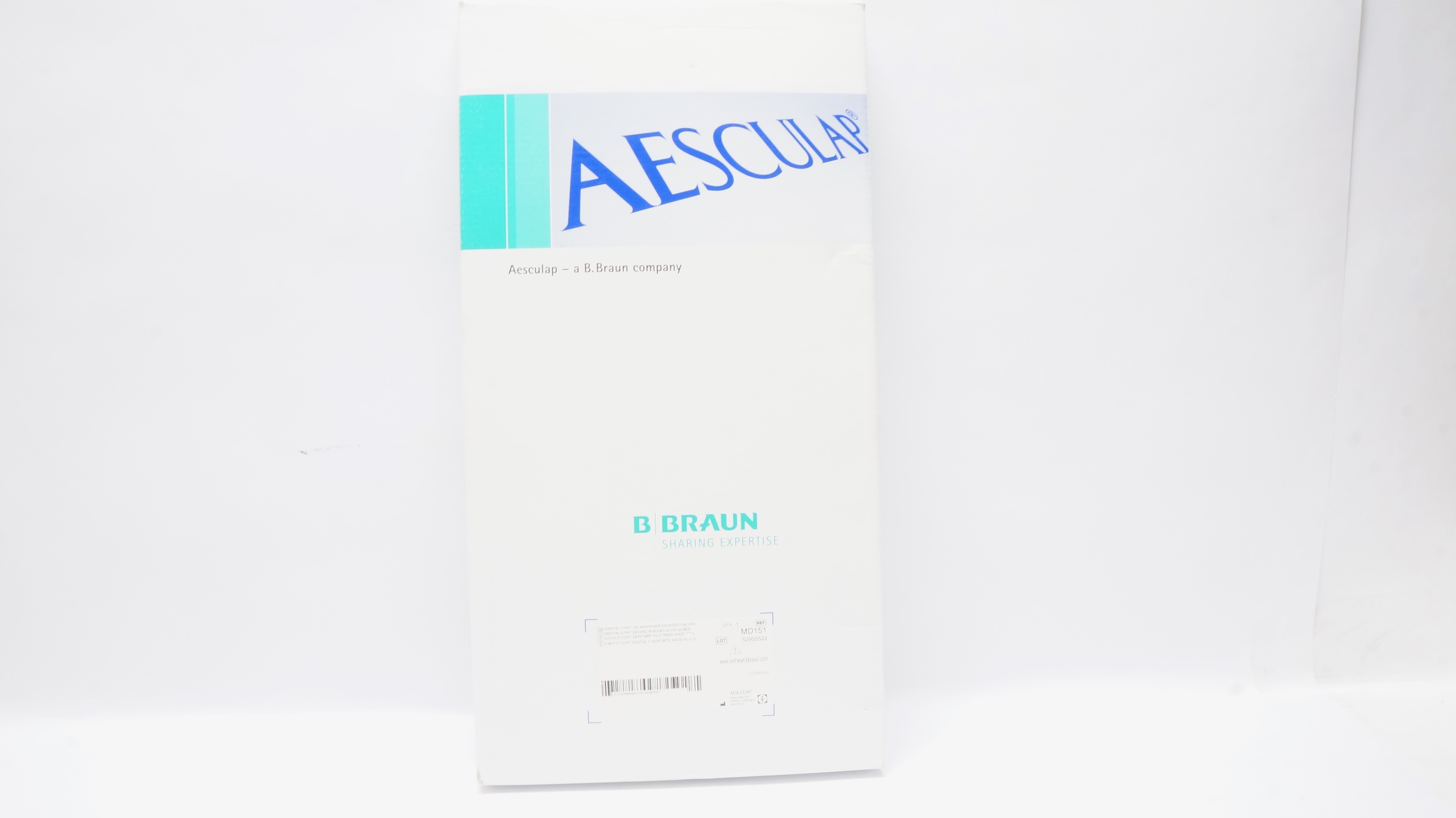 Aesculap MD151 Braun Dental Cont, LID W/Hanger Anodized Silver
