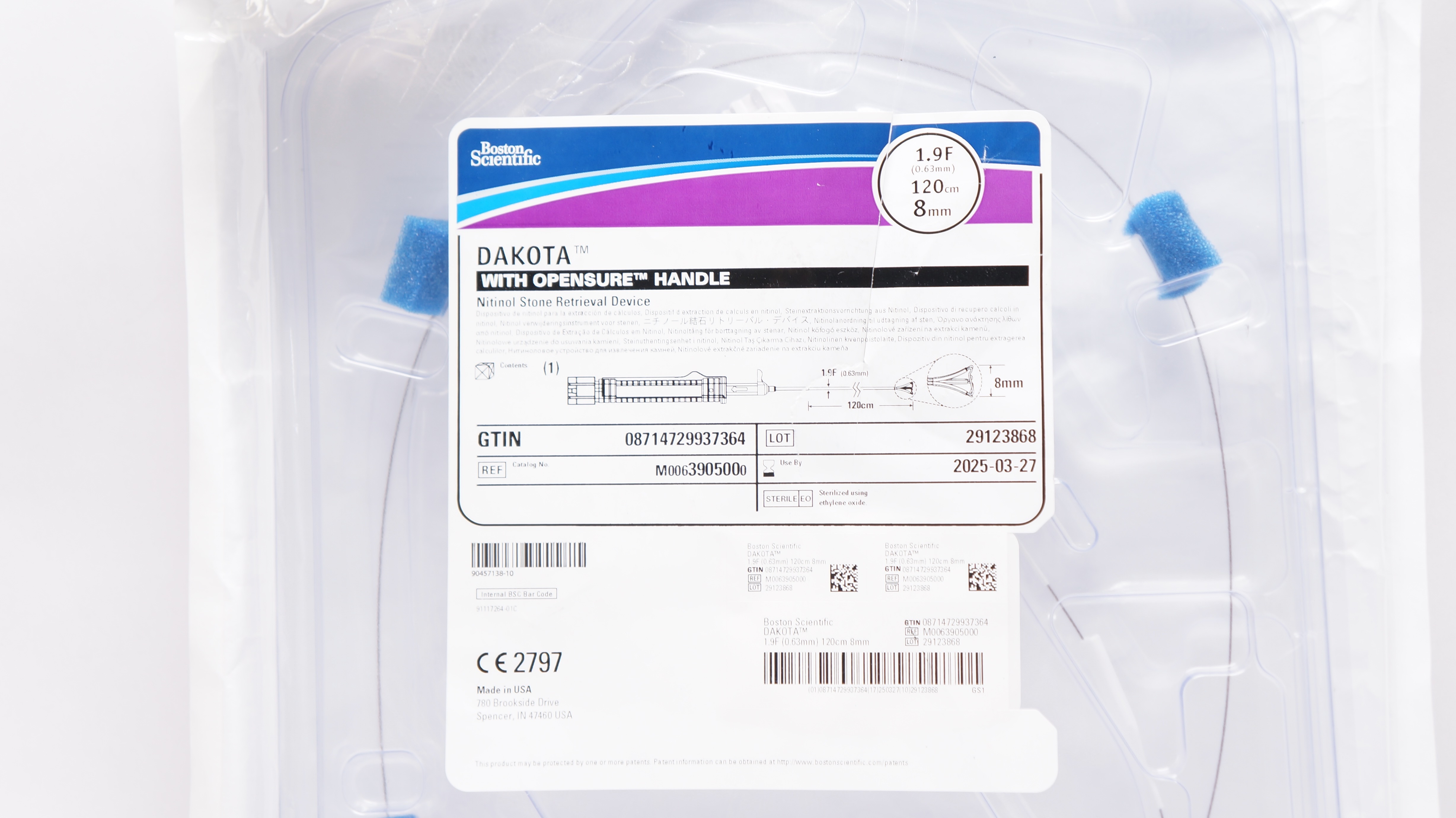 Boston Scientific M0063905000 Dakota Stone Retrieval Device 1.9F x 120cm x 8mm