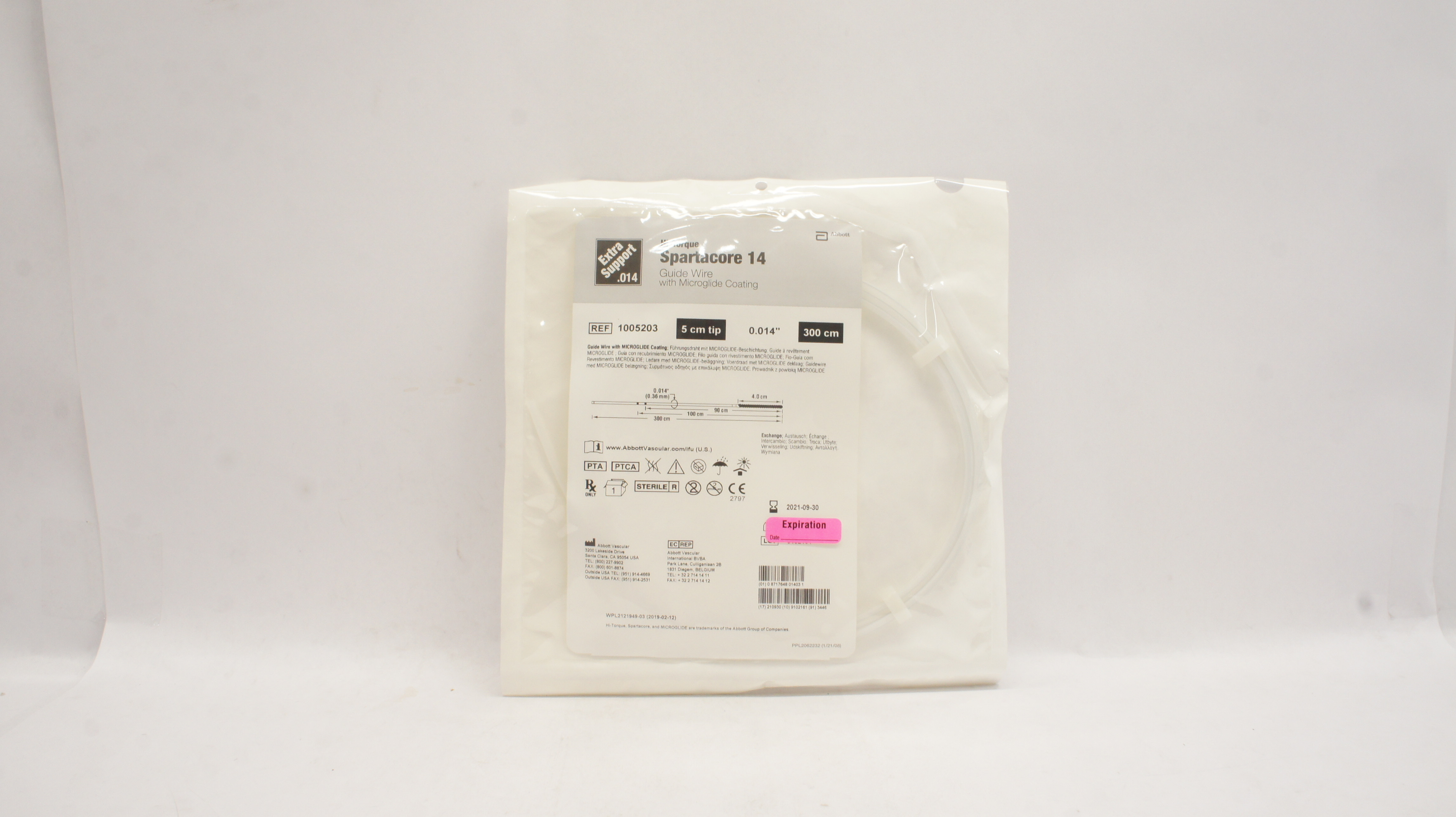 Abbott 1005203 Hi-Torque Spartacore 14 Guide Wire 5cm x 0.014inch x 300cm (x)