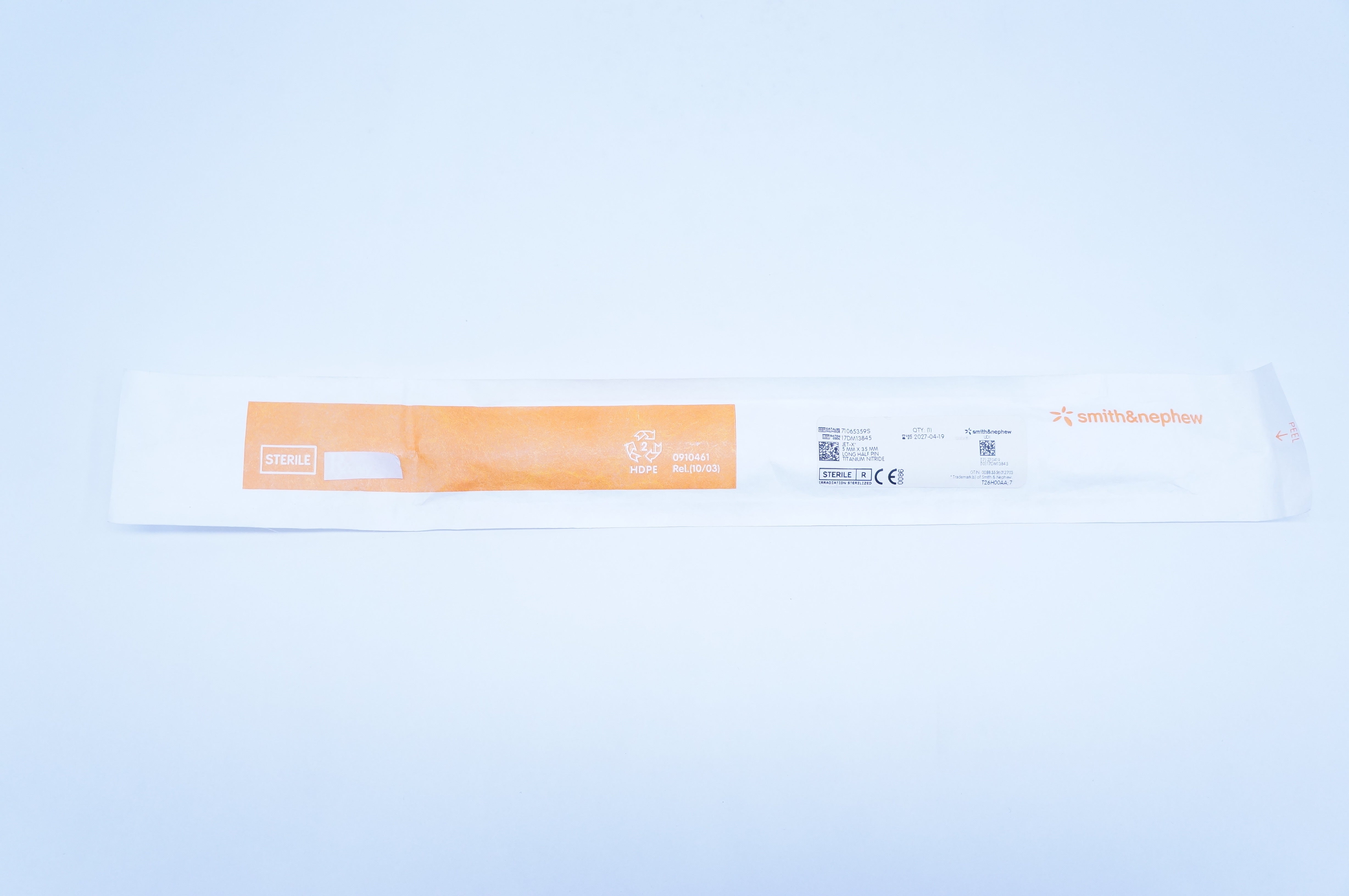 Smith&Nephew 71065359S Jet-X 5mm x 35mm Long Half Pin Titanium Nitride