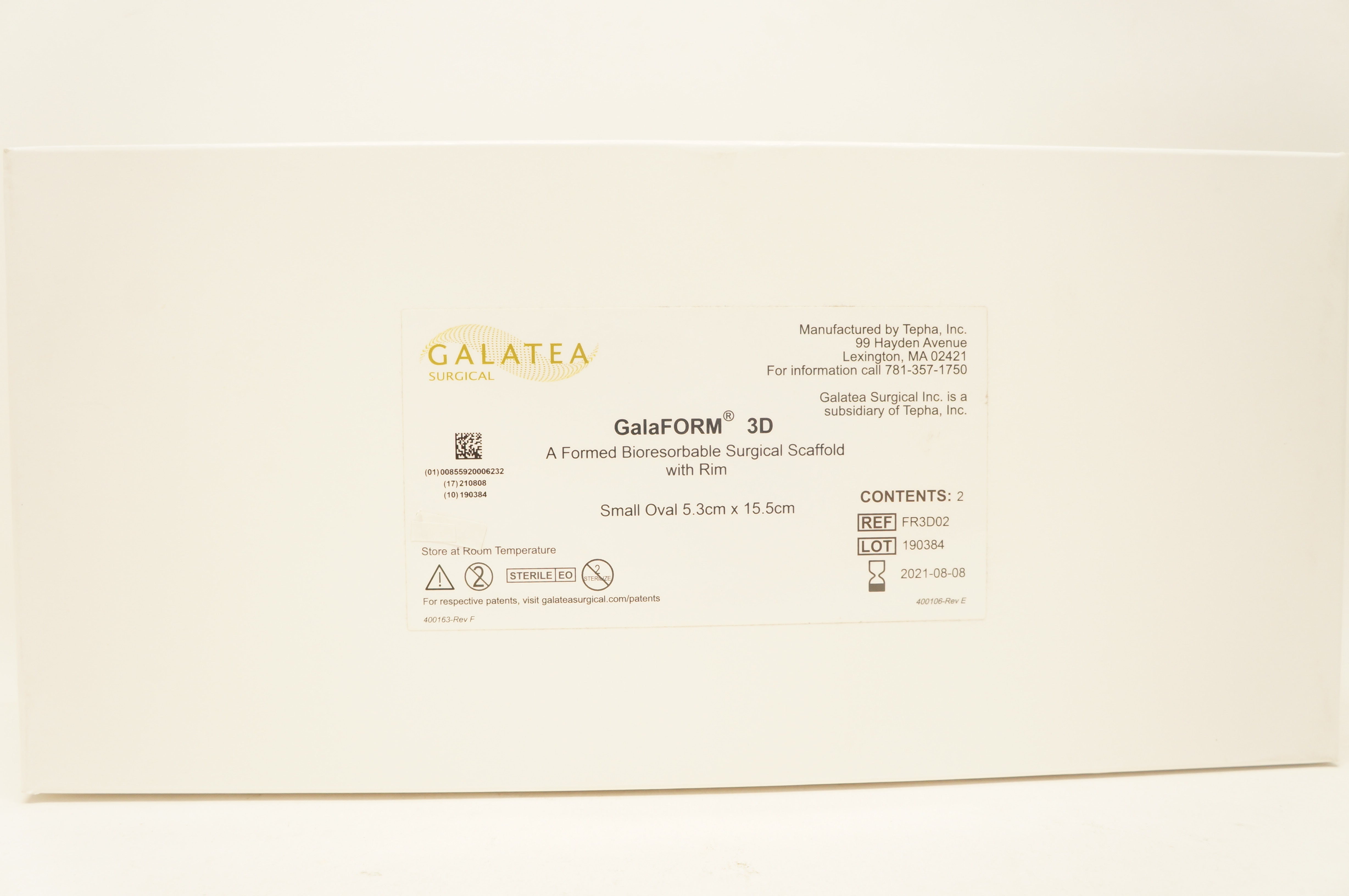 Galatea FR3D02 GalaForm 3D Formed Surgical Scaffold 5.3 x 15.5cm - Pack of 2 (x)