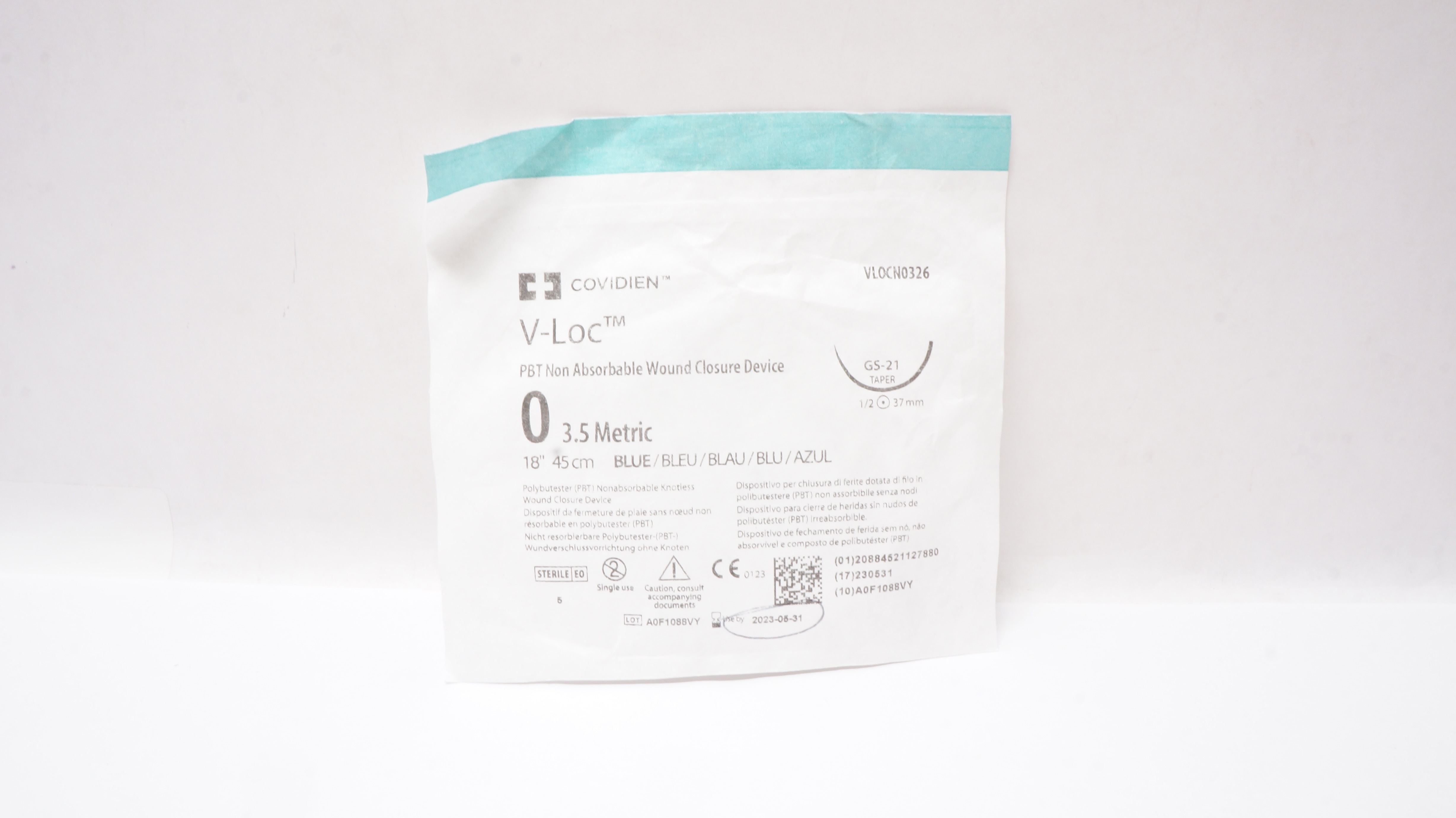 Covidien VLOCN0326 0 PBT Wound Closure Device, GS-21, Taper 1/2c 37mm, 18in. (x)