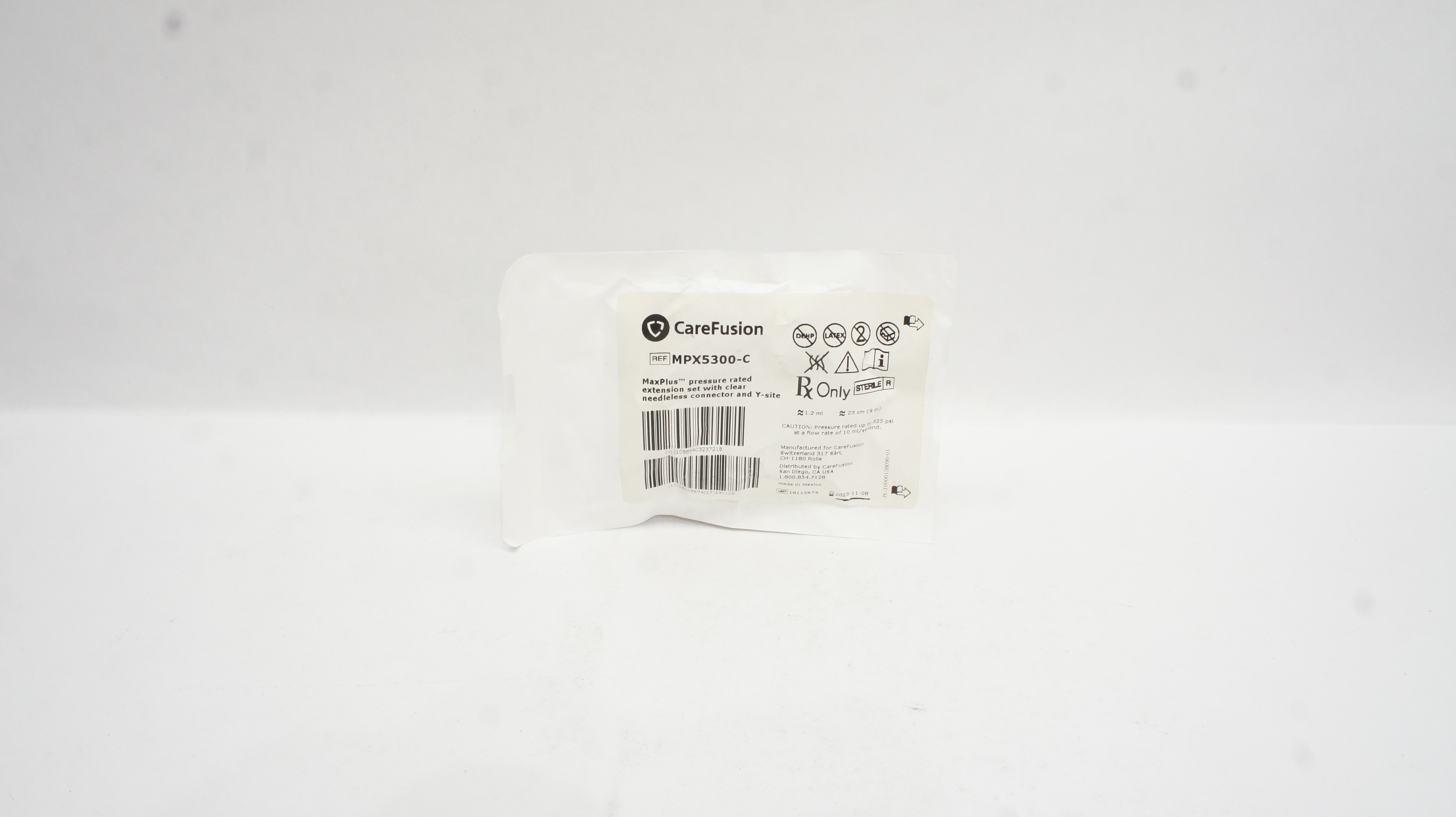 Carefusion MPX5300-C Max Plus Pressure rated extension set 1.2ml x 9Inch (x)