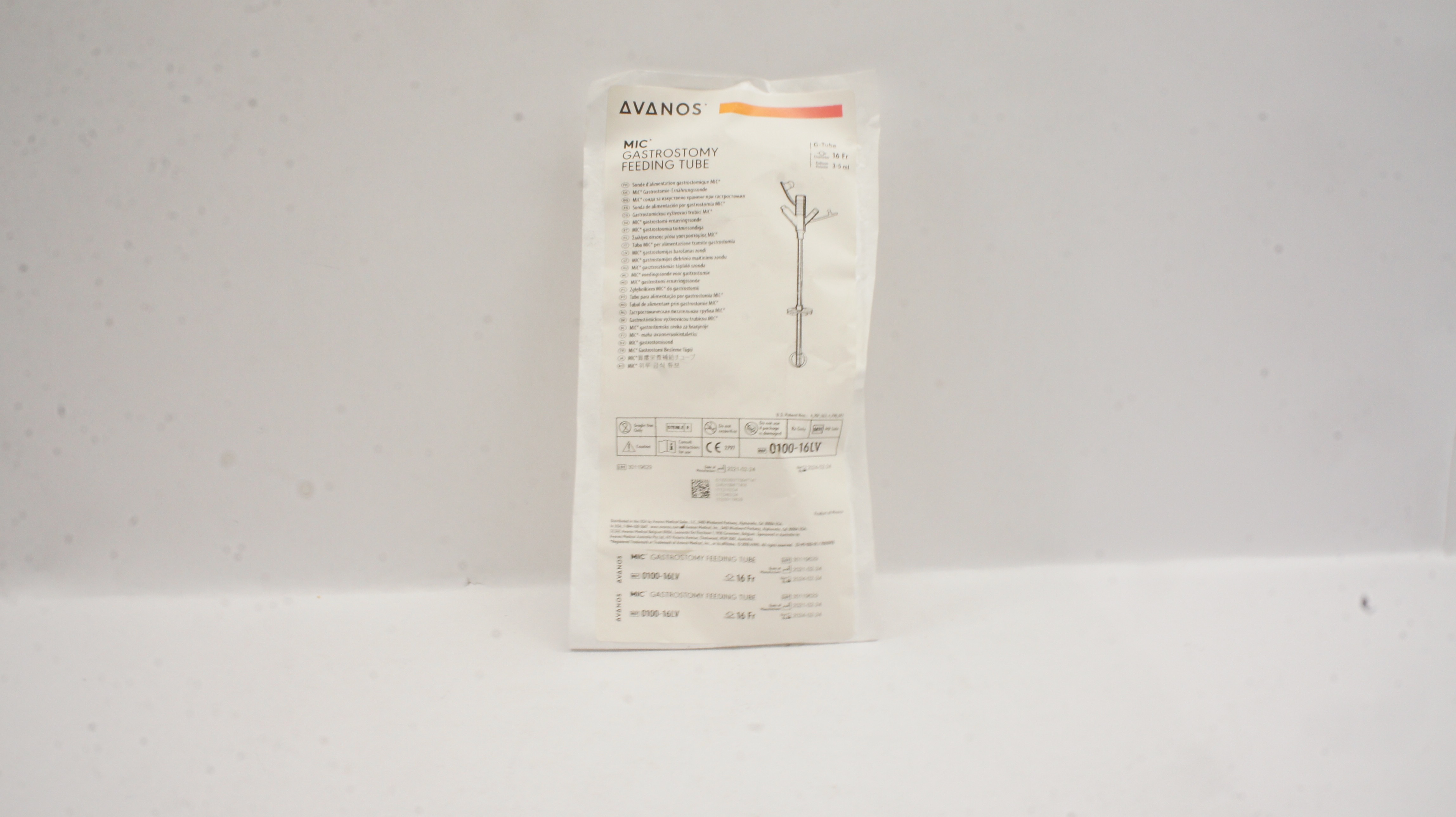 Avanos 0100-16LV MIC Gastrostomy Feeding Tube 3-5ml x 16Fr.