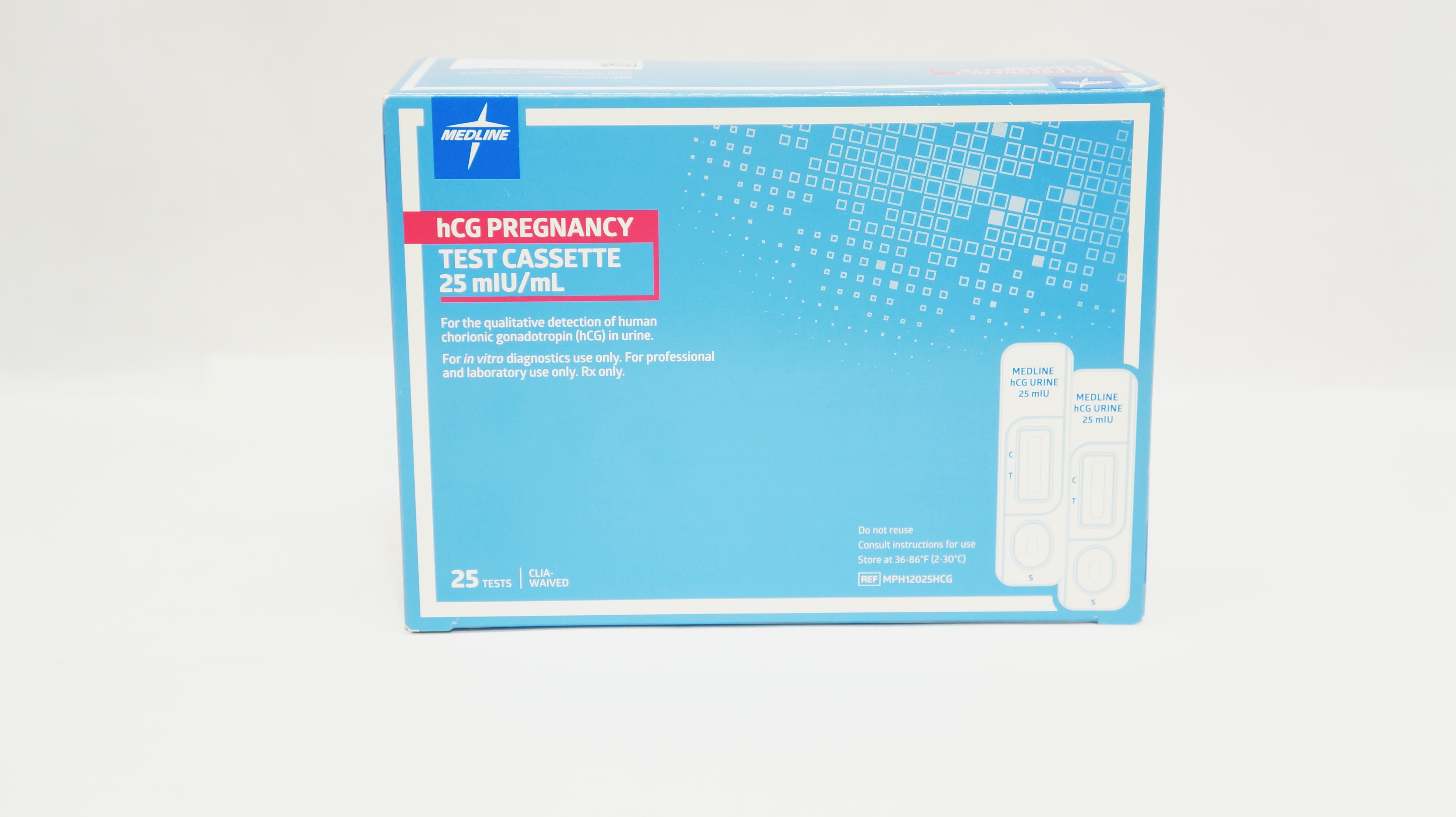 Medline MPH12025HCG, hCG Pregnancy Test Cassette 25mIU/mL (x) - Pack of 25