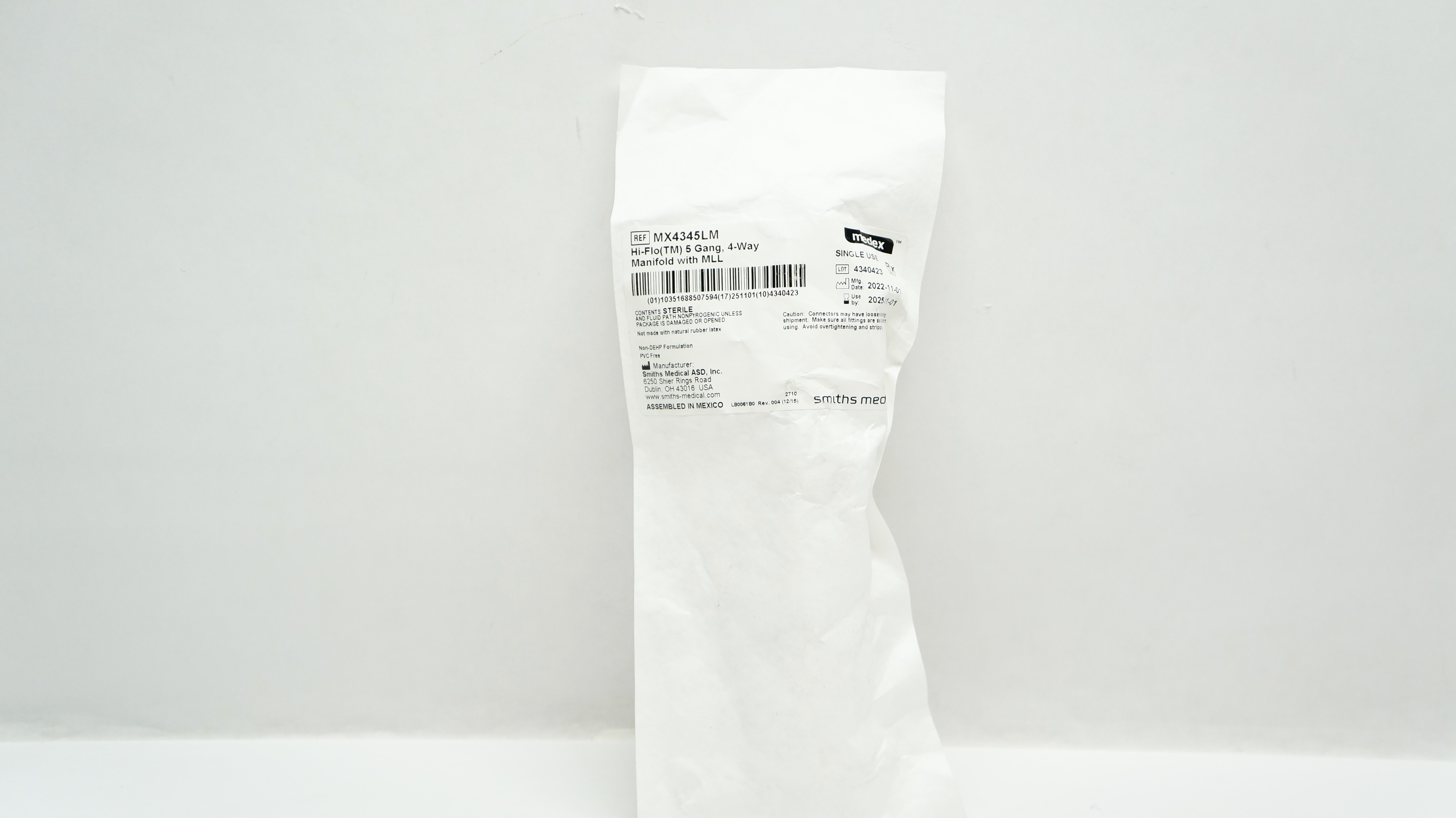 Smiths Medical MX4345LM Hi-Flo 5 Gang 4-Way Manifold with MLL