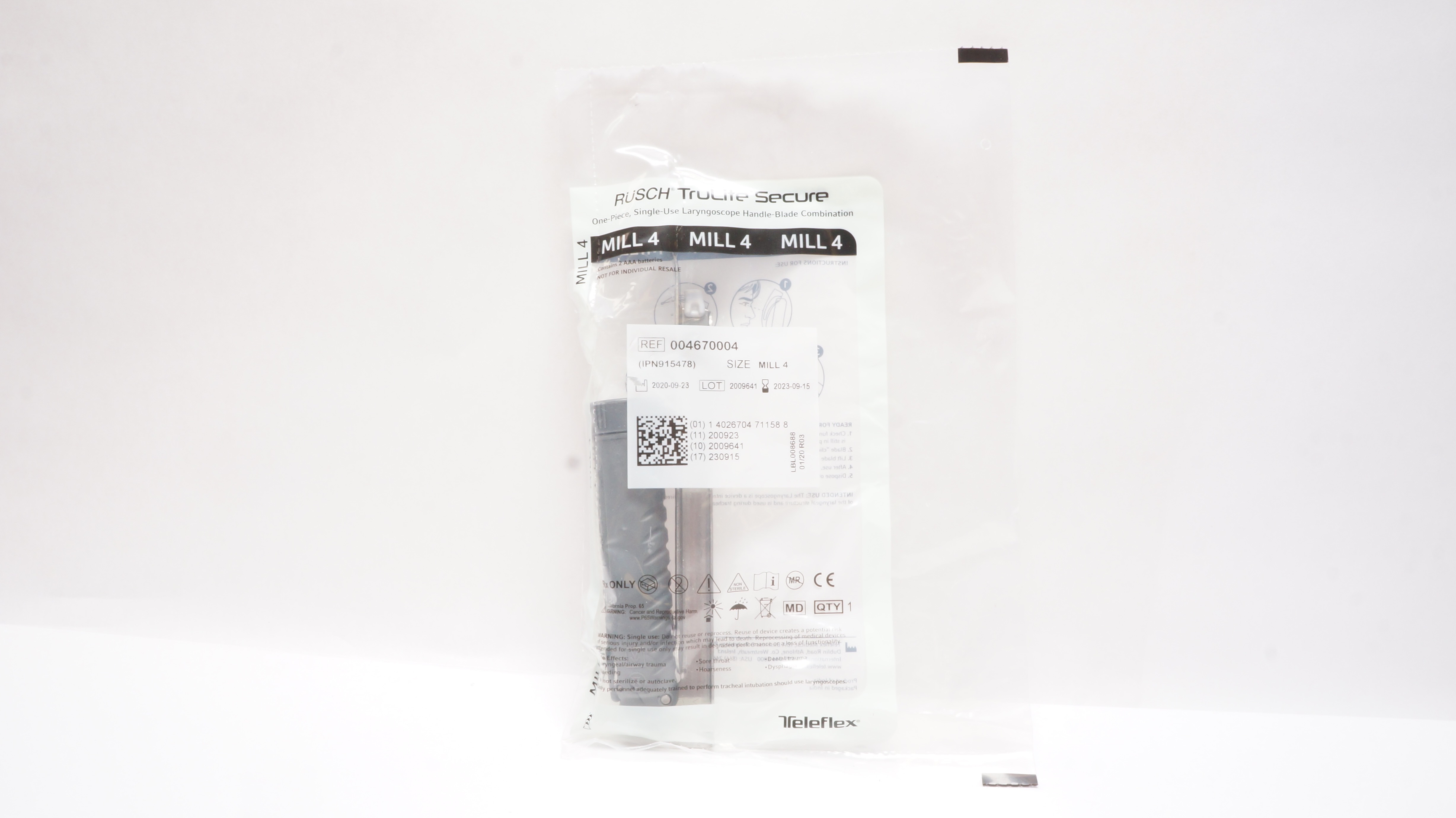 Teleflex 004670004 Rusch TruLite Laryngoscope Handle-Blade Combination Mill 4