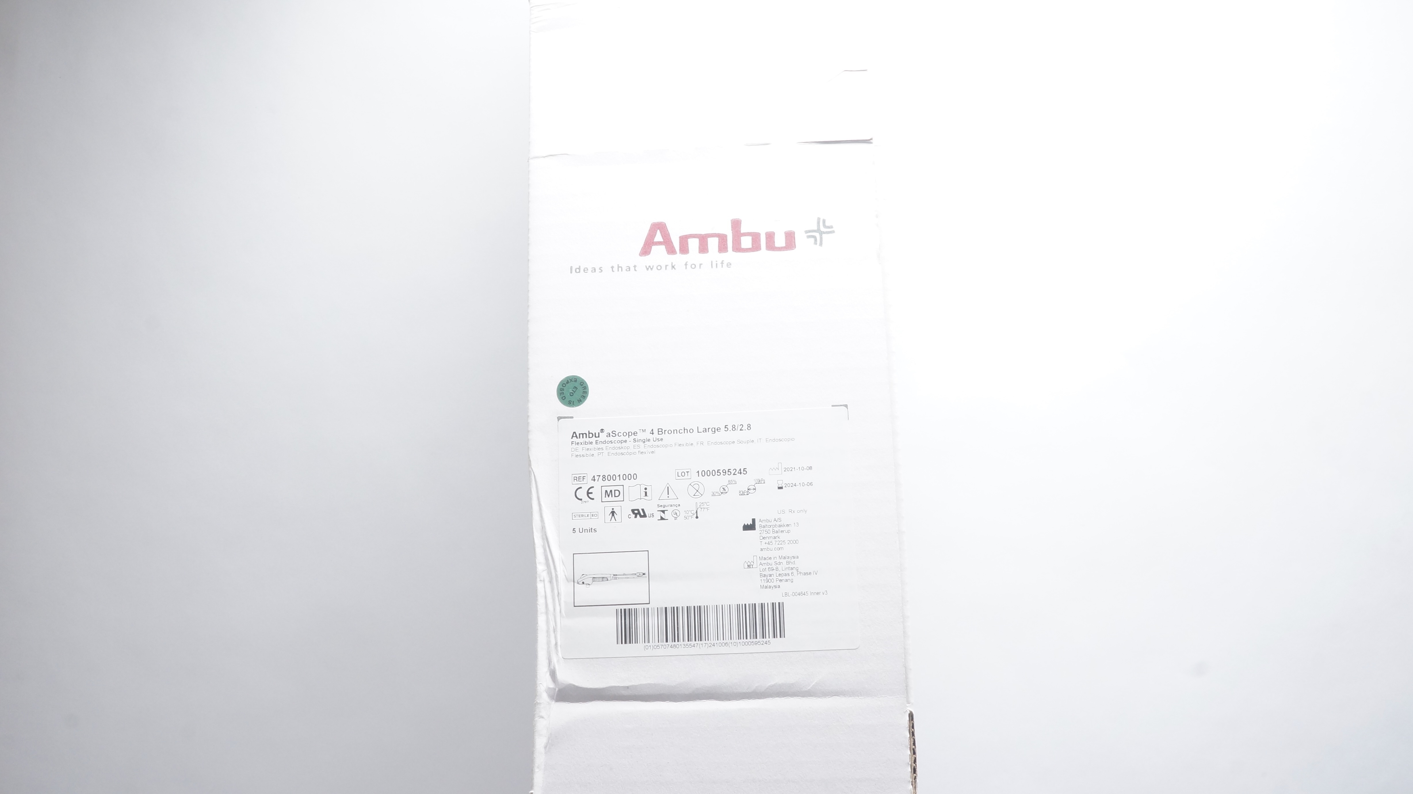 AMBU 478001000 aScope 4 Broncho Large 5.8 / 2.8 Flexible Endoscope(x) - Box of 5