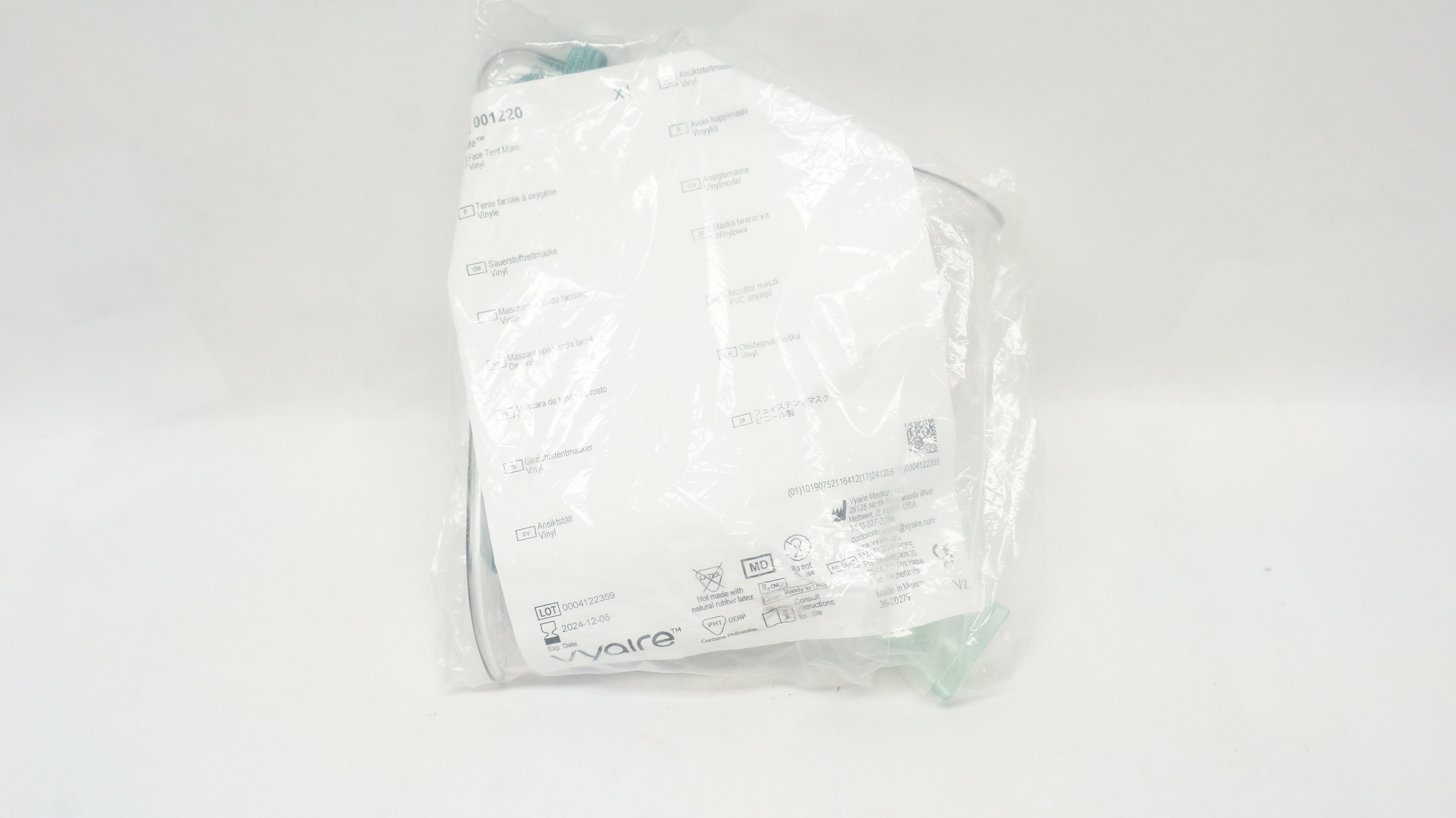 Vyaire 001220 AirLife Face Tent Mask Vinyl