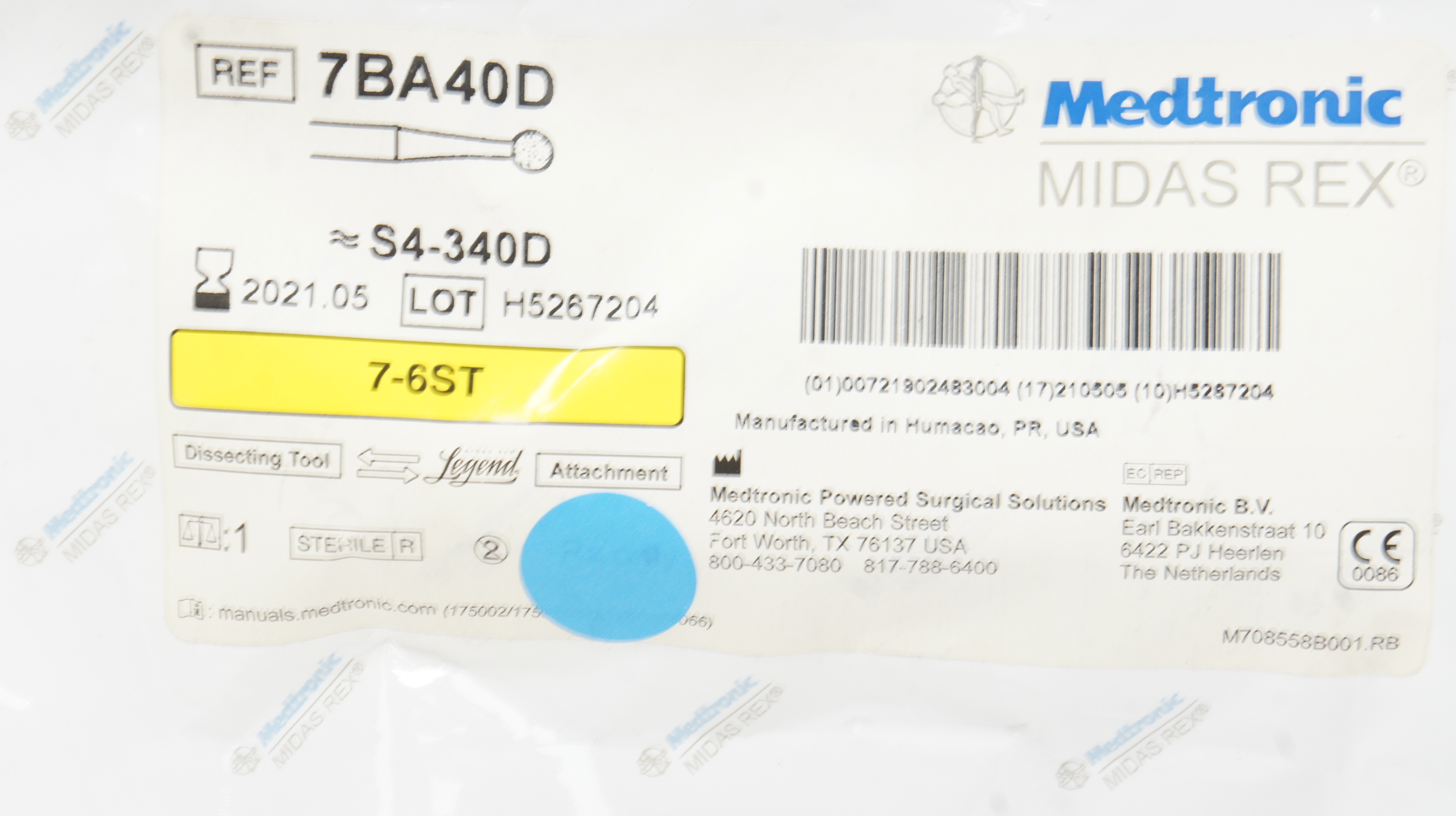 Medtronic 7BA40BD Midas Rex S4-340D 7-6ST Legend Dissecting Tool (x)