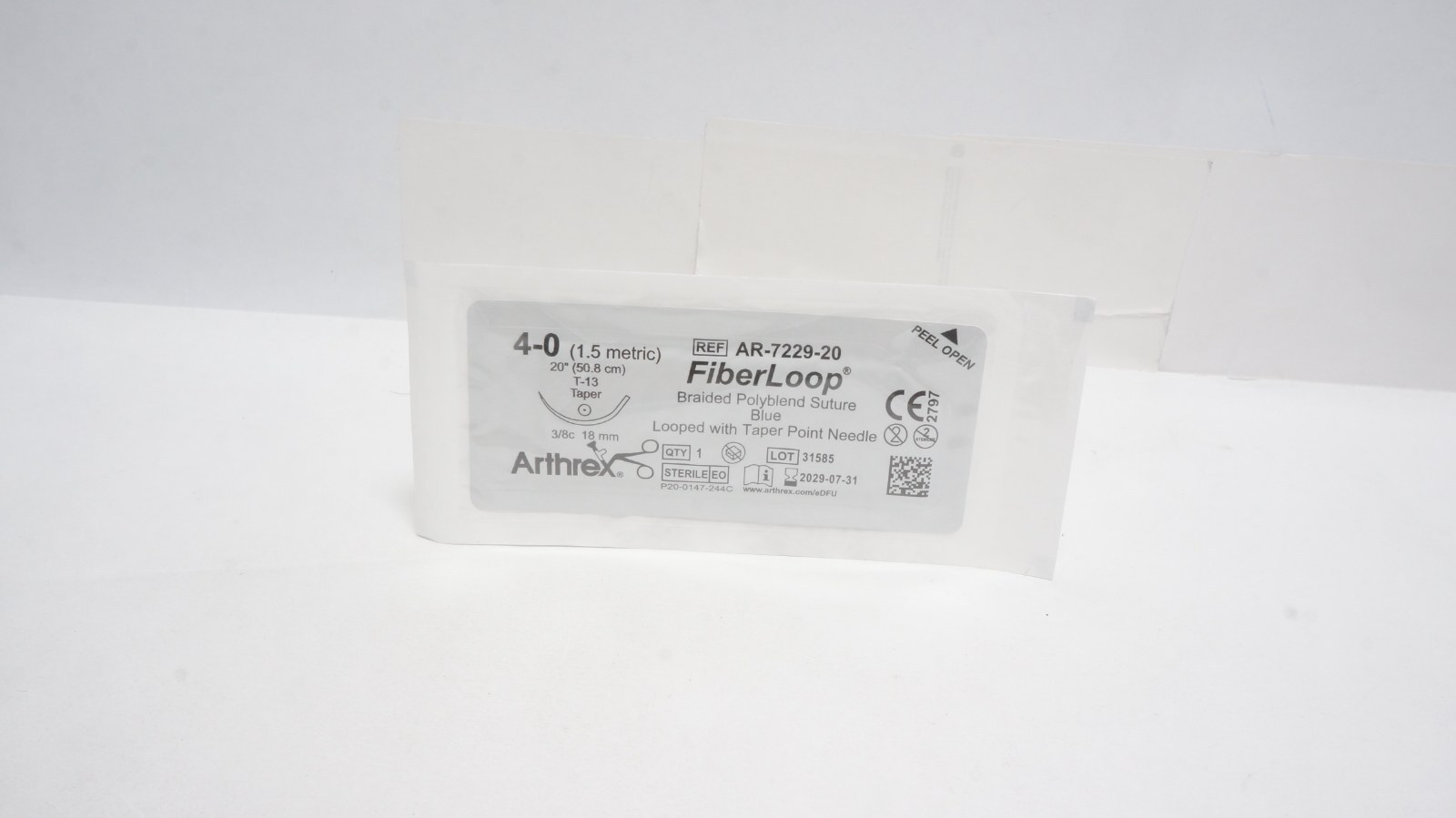 Arthrex AR-7229-20 FiberLoop Suture 4-0 Blue 20" T-13 Taper