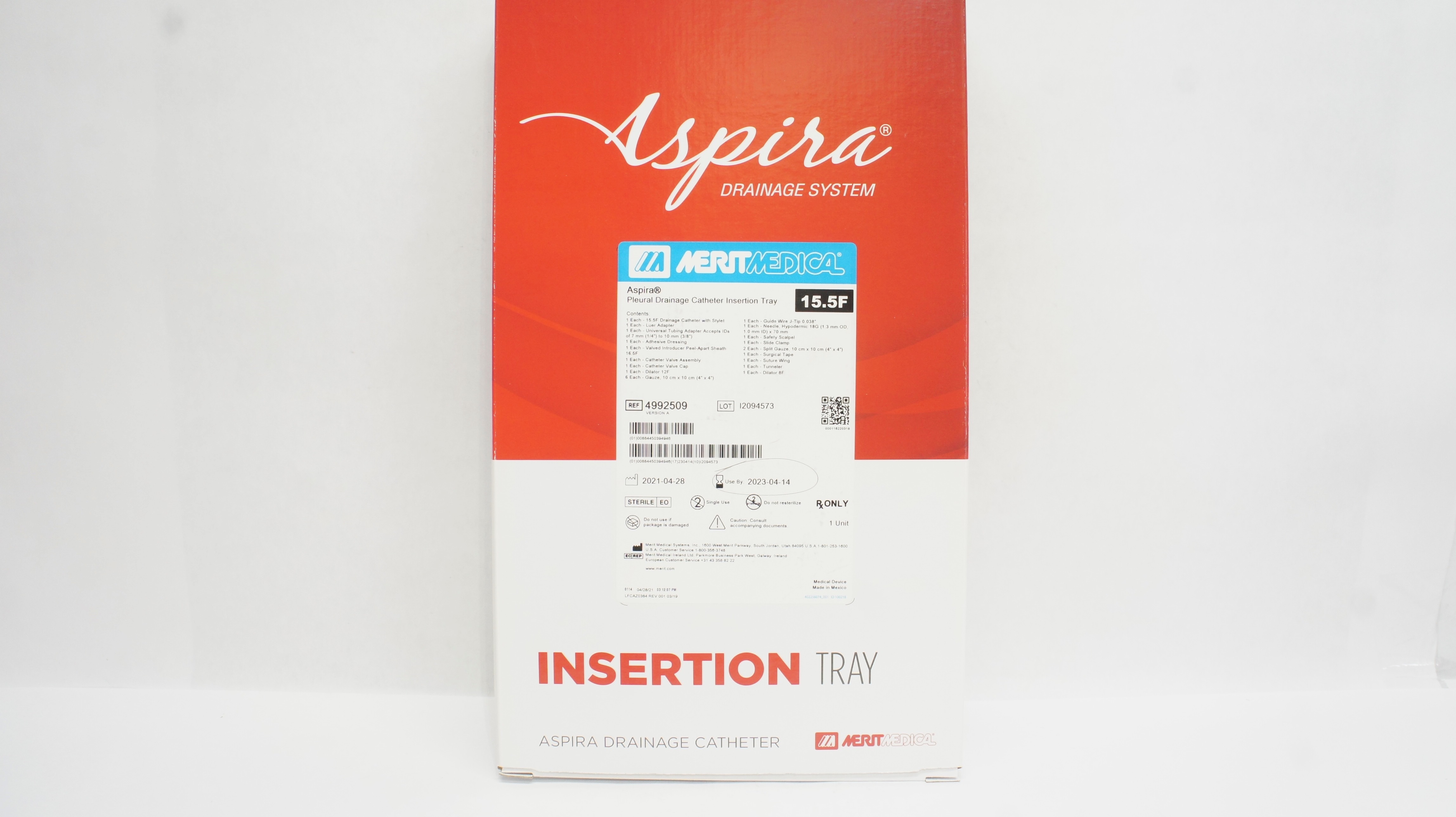 Merit Medical 4992509 Aspira Pleural Drainage Cath. Insertion Tray 15.5F (x)