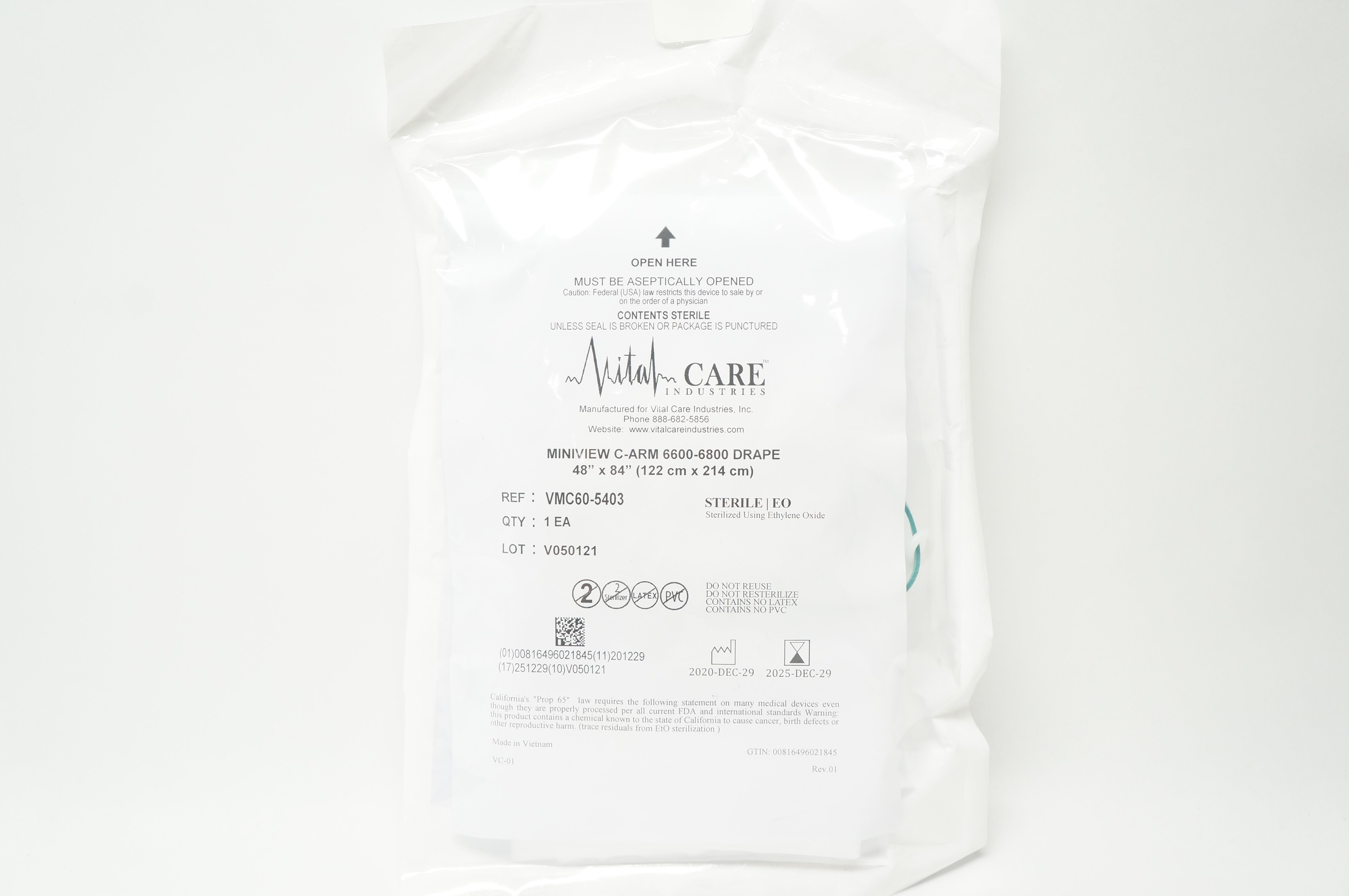 Vital Care VMC60-5403 Miniview C-Arm 6600-6800 Drape 48inch x 84inch