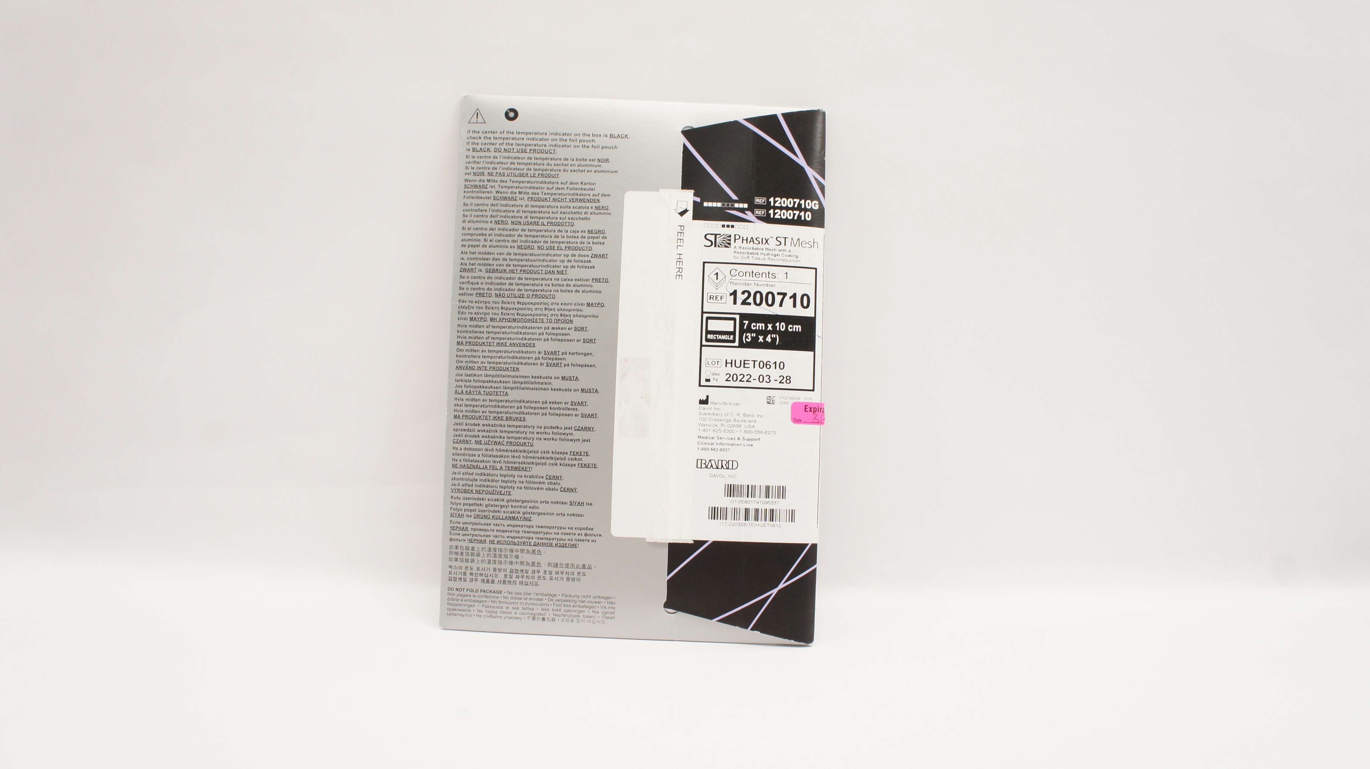 Bard 1200710 Phasix ST Resorbable Mesh w/Hydrogel Coating 3inch x 4inch (x)
