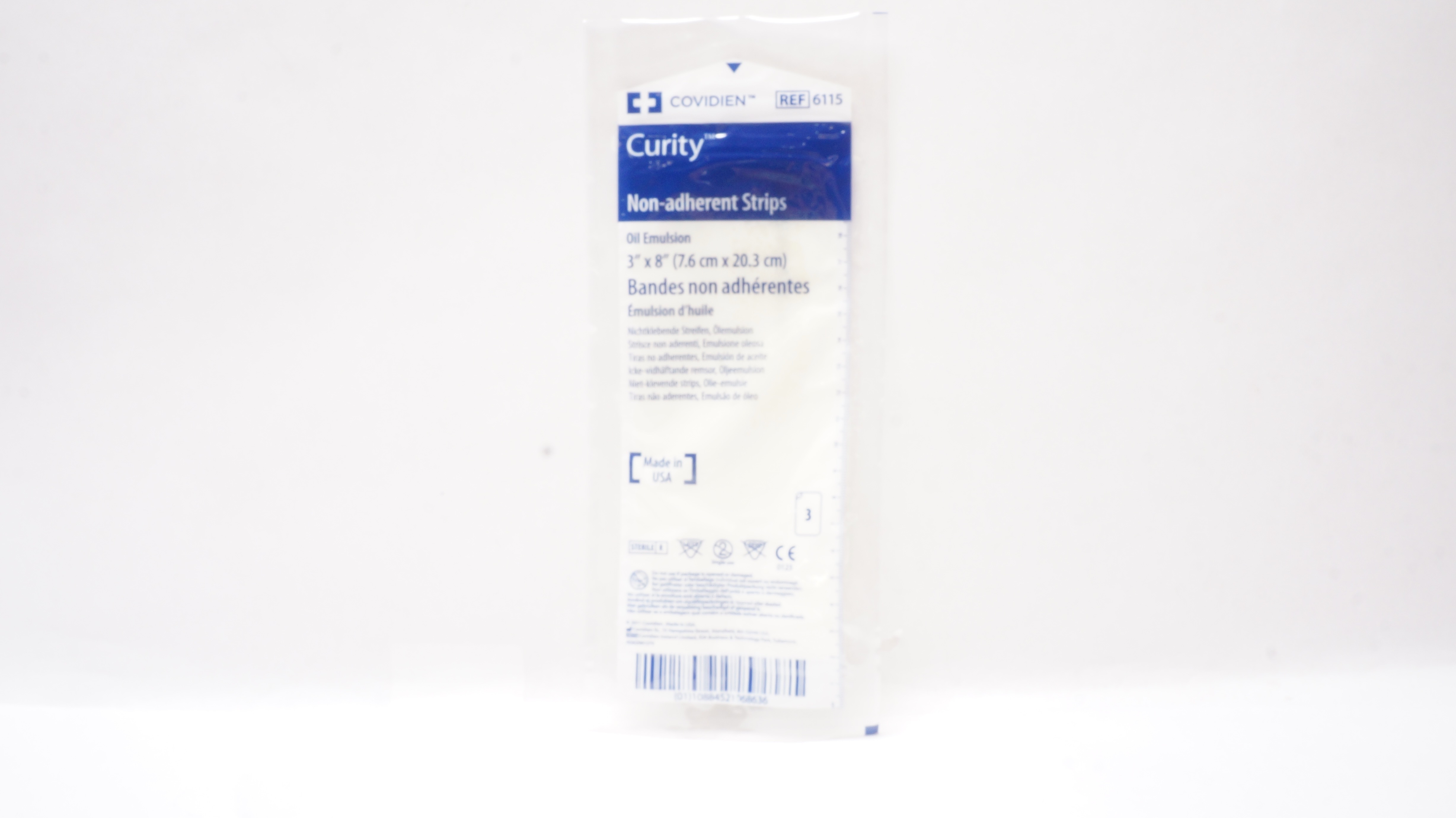 Covidien 6115 Curity Non-Adherent Strips Oil Emulsion 3inch x 8inch - Pack of 3