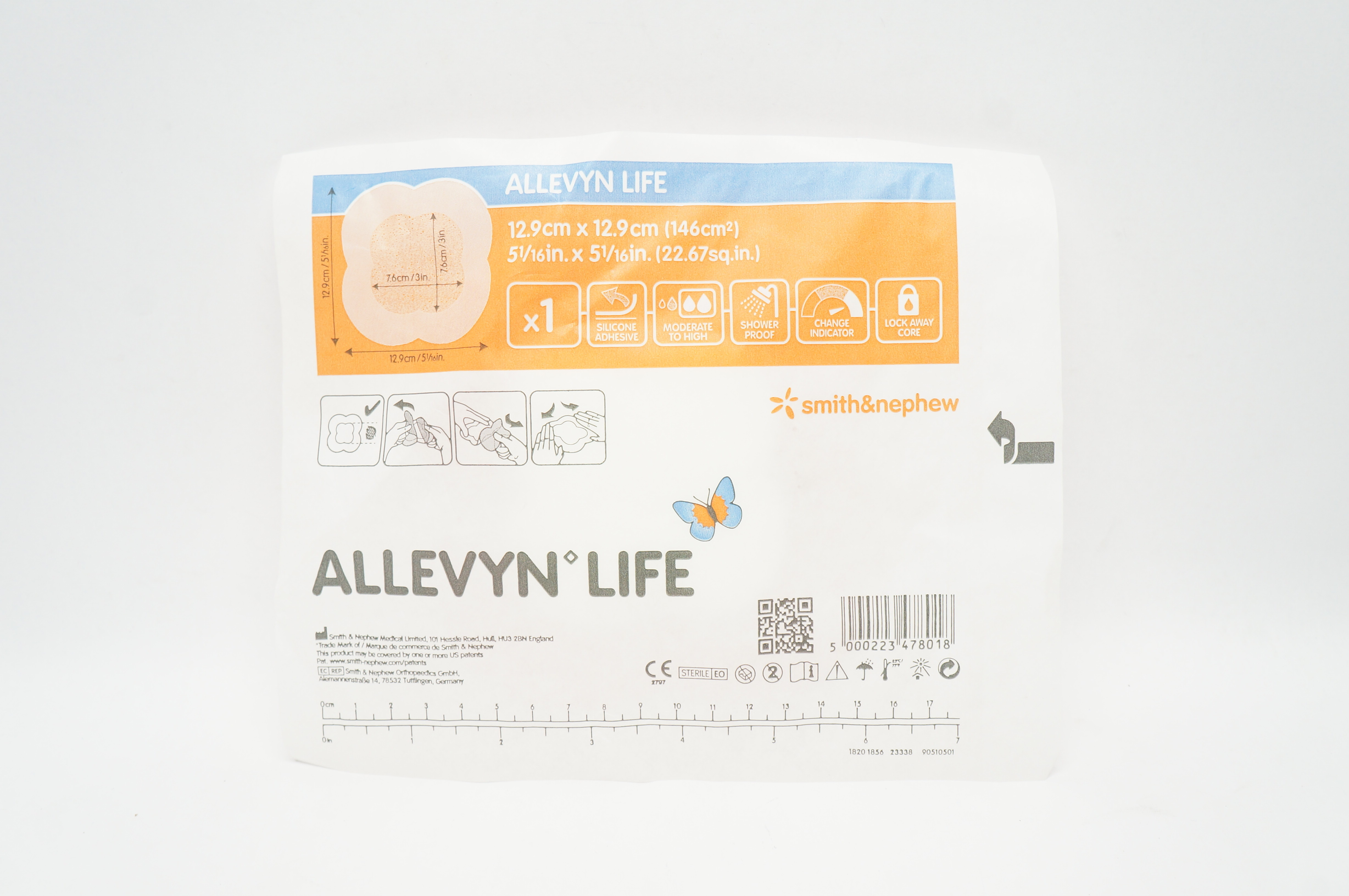 Smith&Nephew 66801068 Allevyn Life Silicone Adhesive 5-1/16inch x 5-1/16inch
