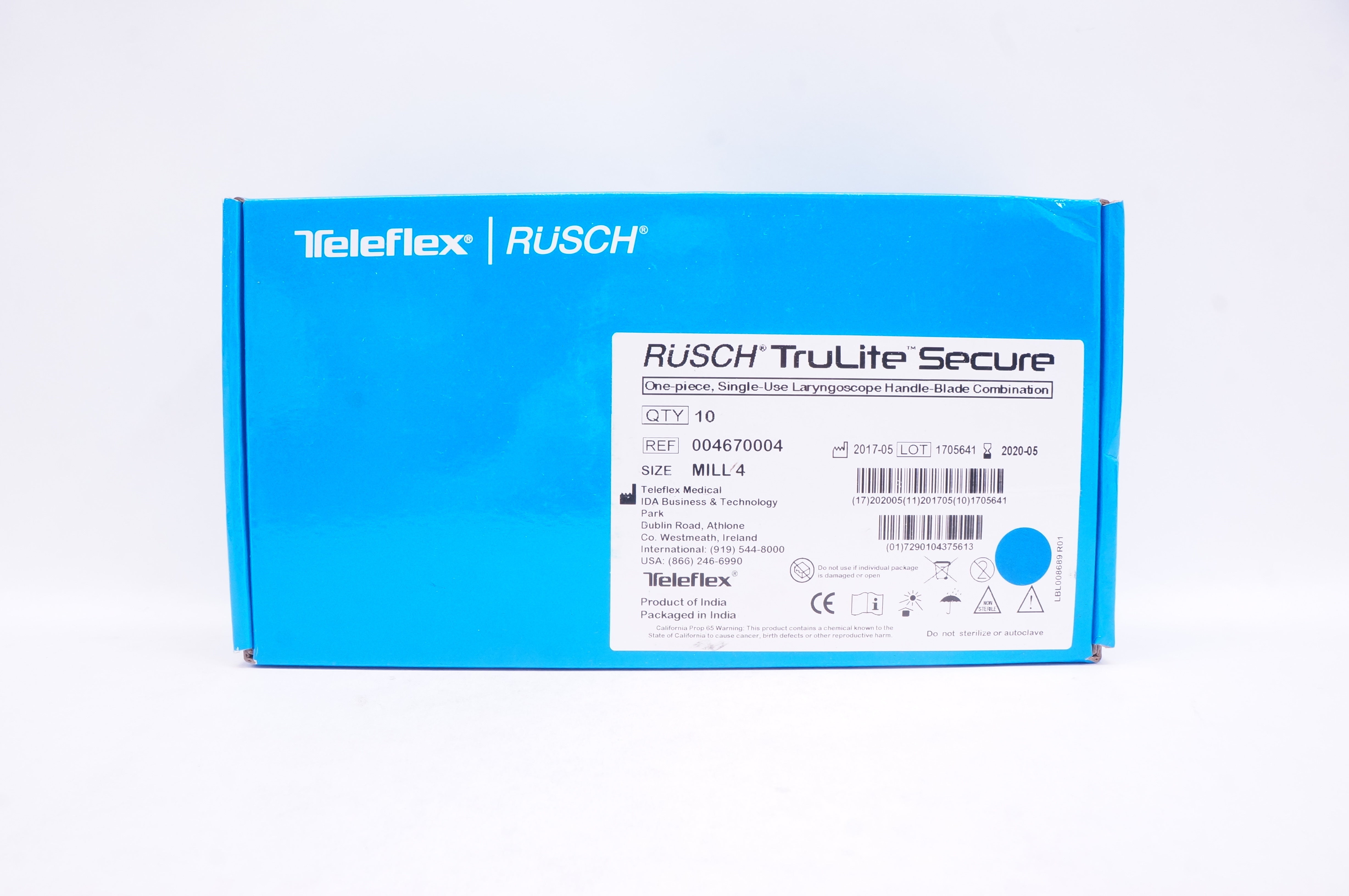 Teleflex 004670004 Rusch TruLite Laryngoscope Handle-Blade  Mill 4 -Box of 10(x)