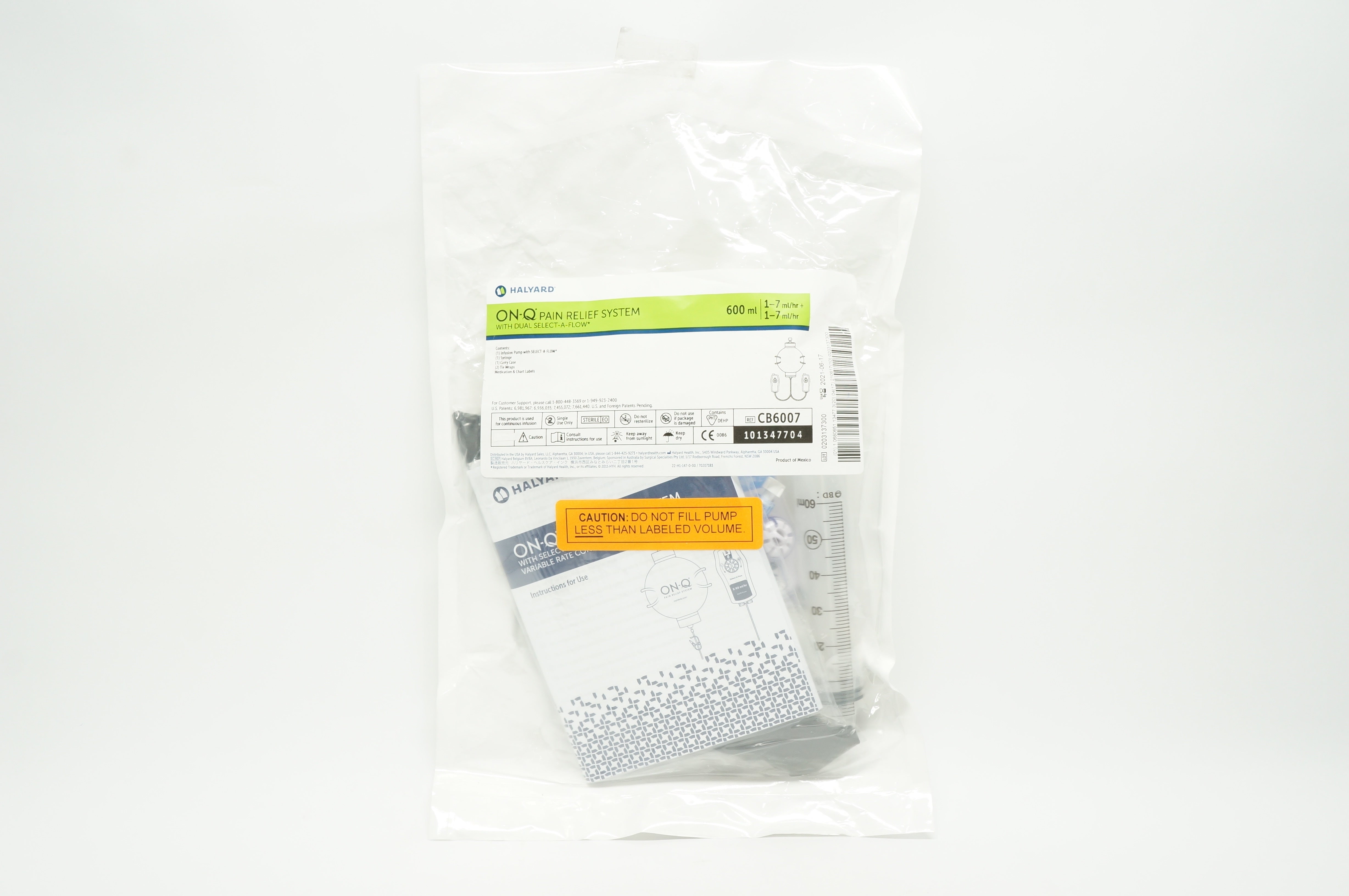 Halyard CB6007 ON-Q Pain Relief System With Dual Select-A-Flow 600 ml