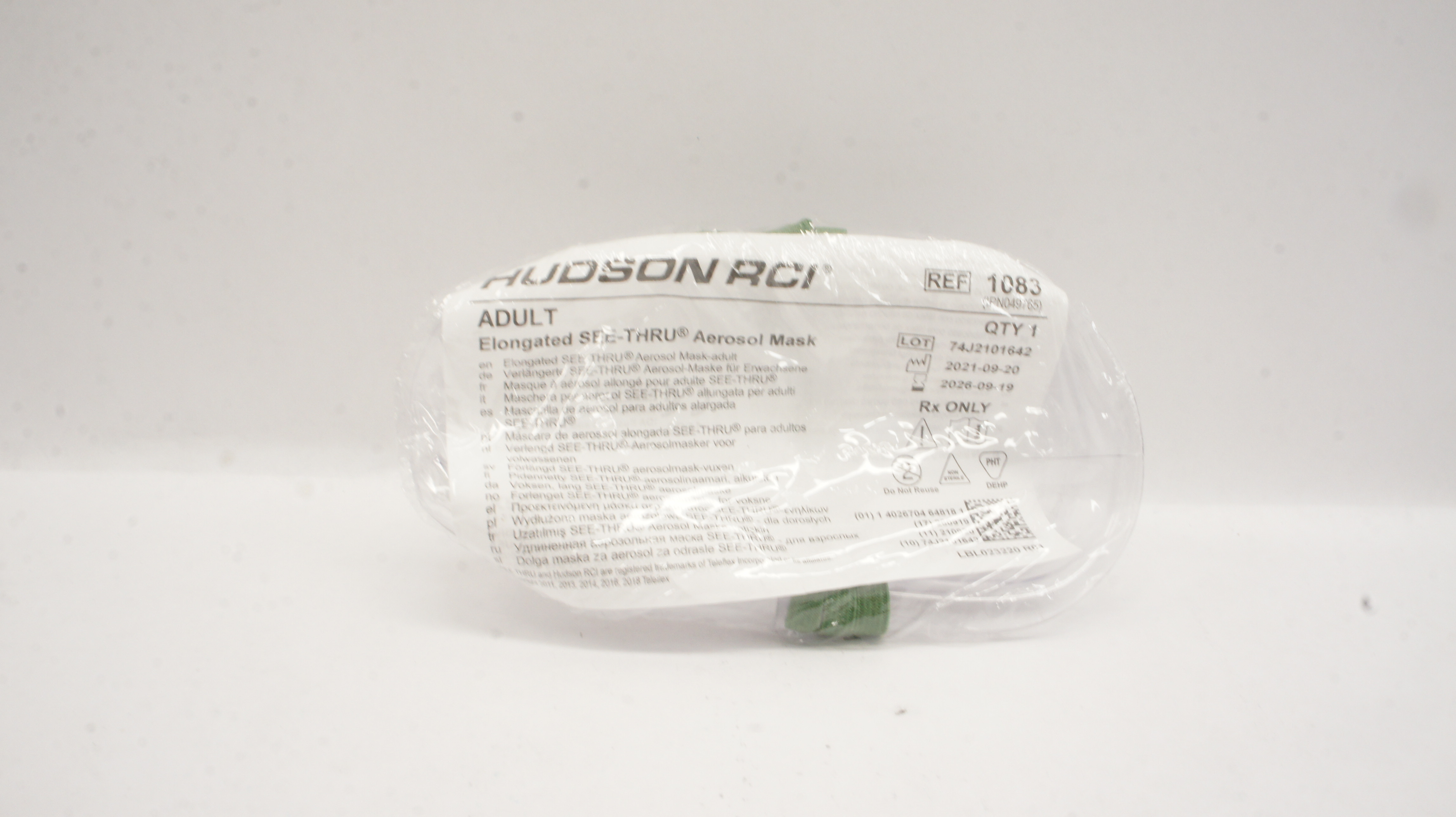 Hudson RCI 1083 Teleflex Elongated SEE-THRU Aerosol Mask Adult