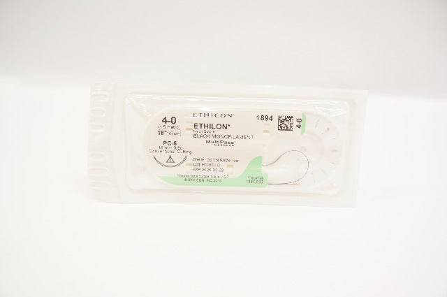 Ethicon 1894 Ethilon 4-0 Nylon Stre PC-5 19mm 3/8 Conventional Cutting 18In