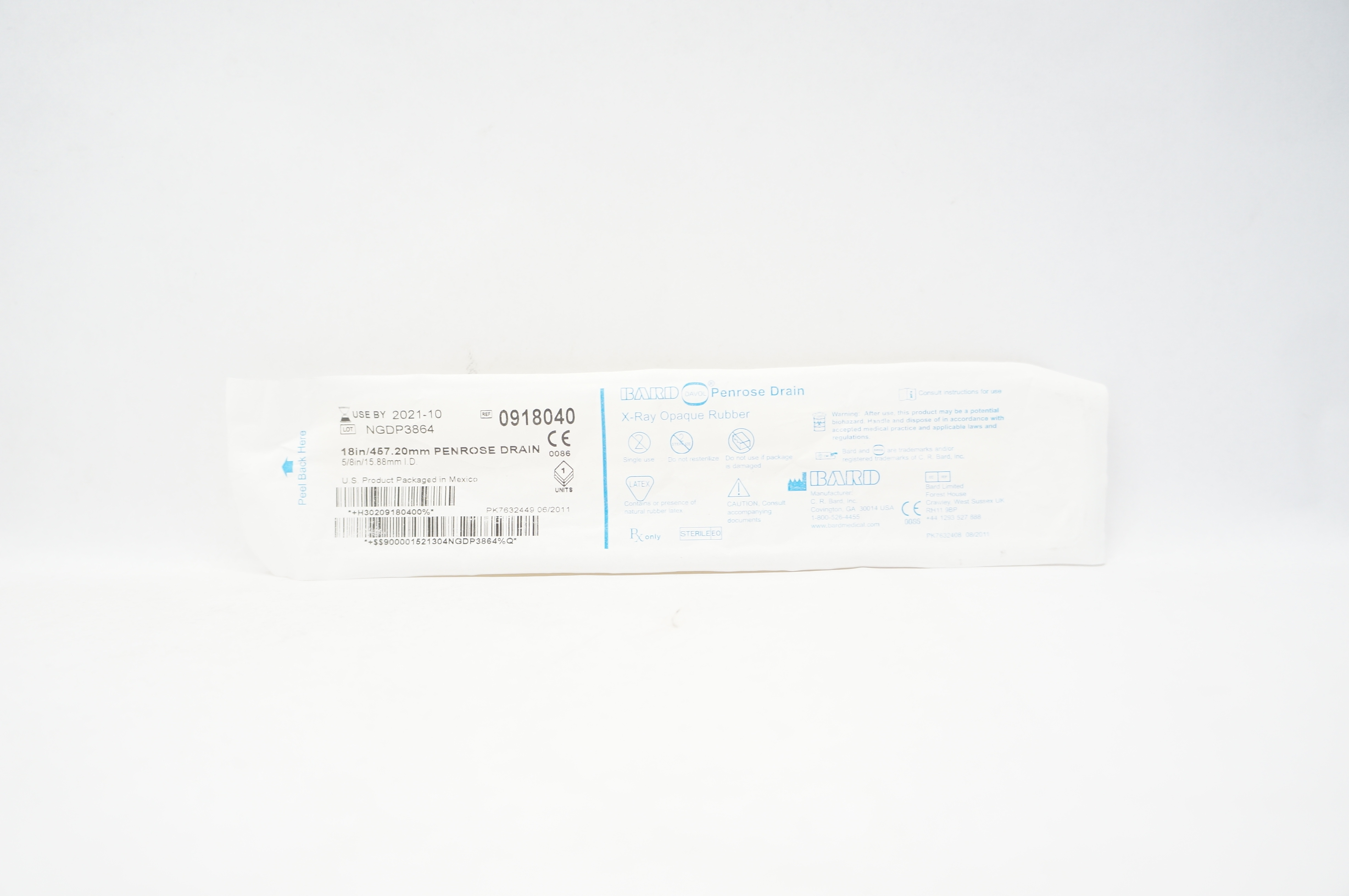 Bard 0918040 Penrose Drain X-Ray Opaque Rubber 18inch (x)