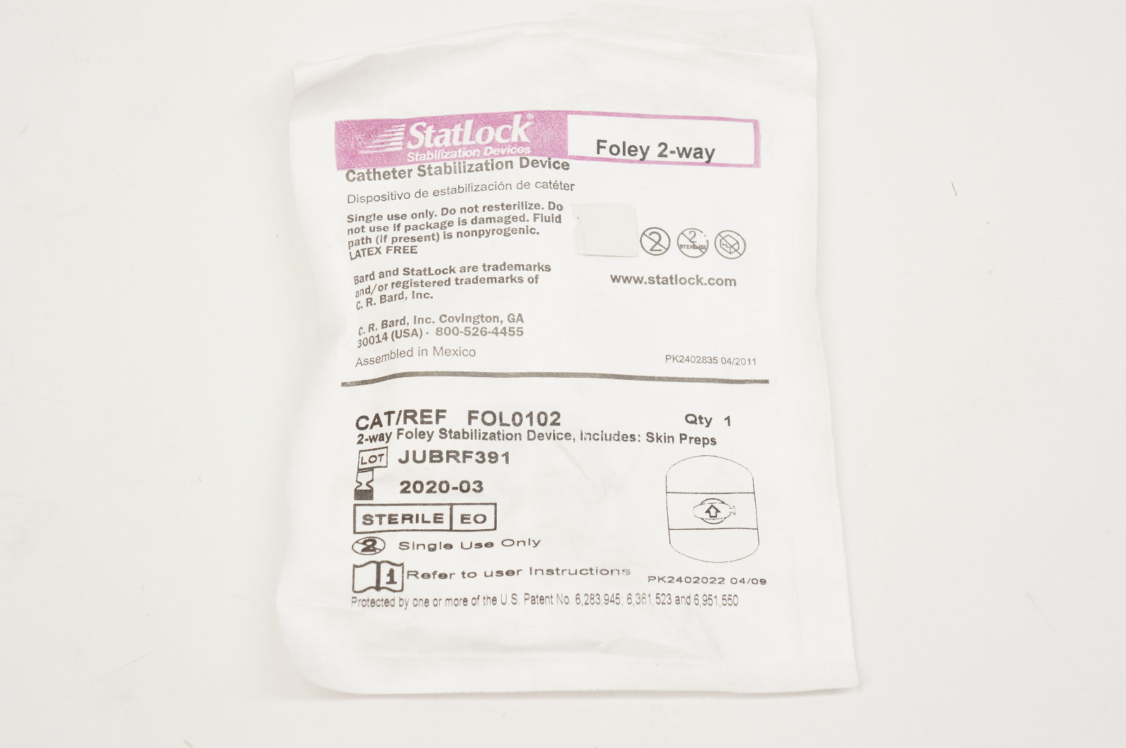 Bard FOL0102 Statlock Foley 2-way Cath. Stabilization Device (x)