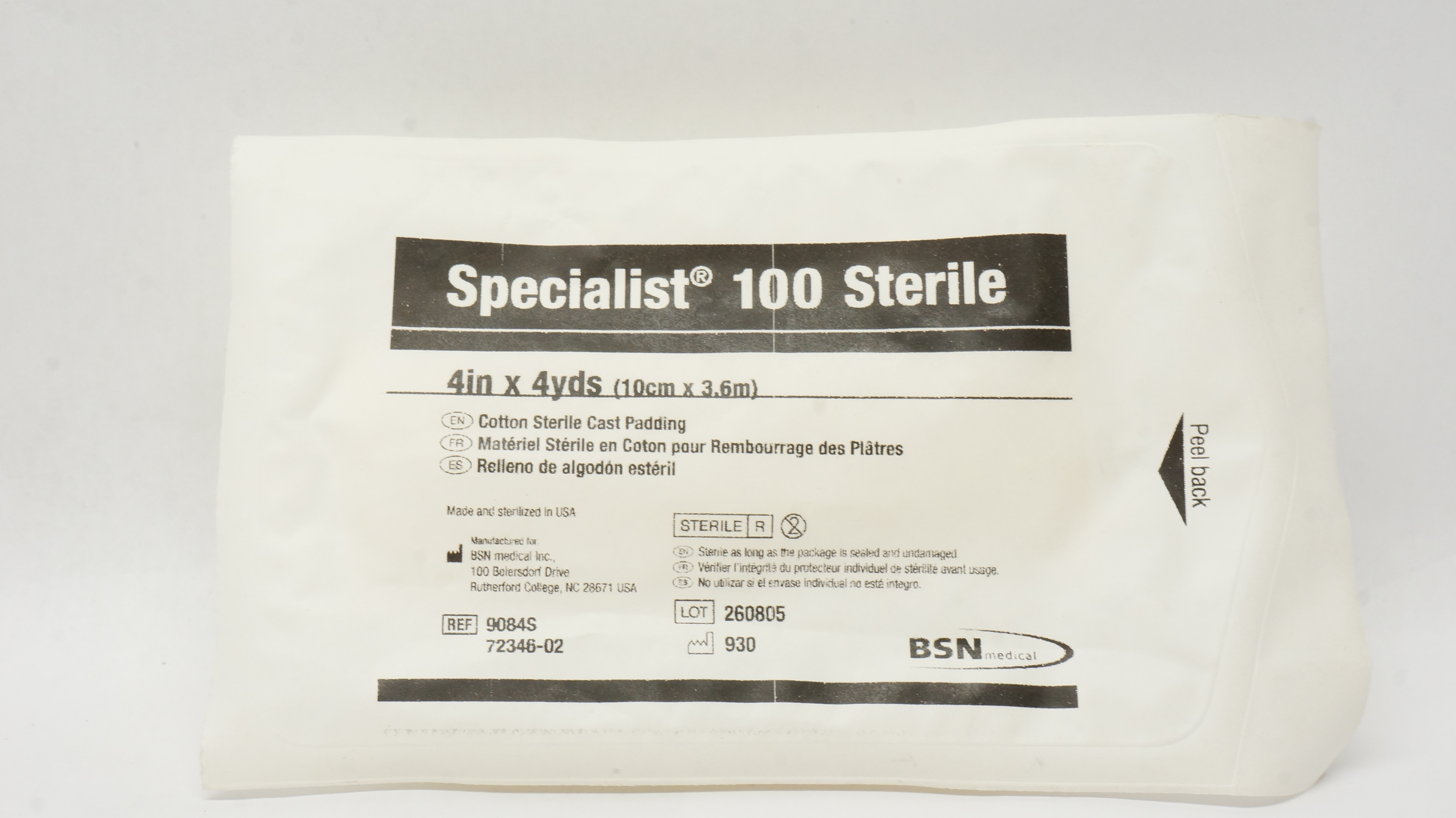 BSN Medical 9084S Specialist 100 Sterile Cotton Cast Padding 4inch x 4yds