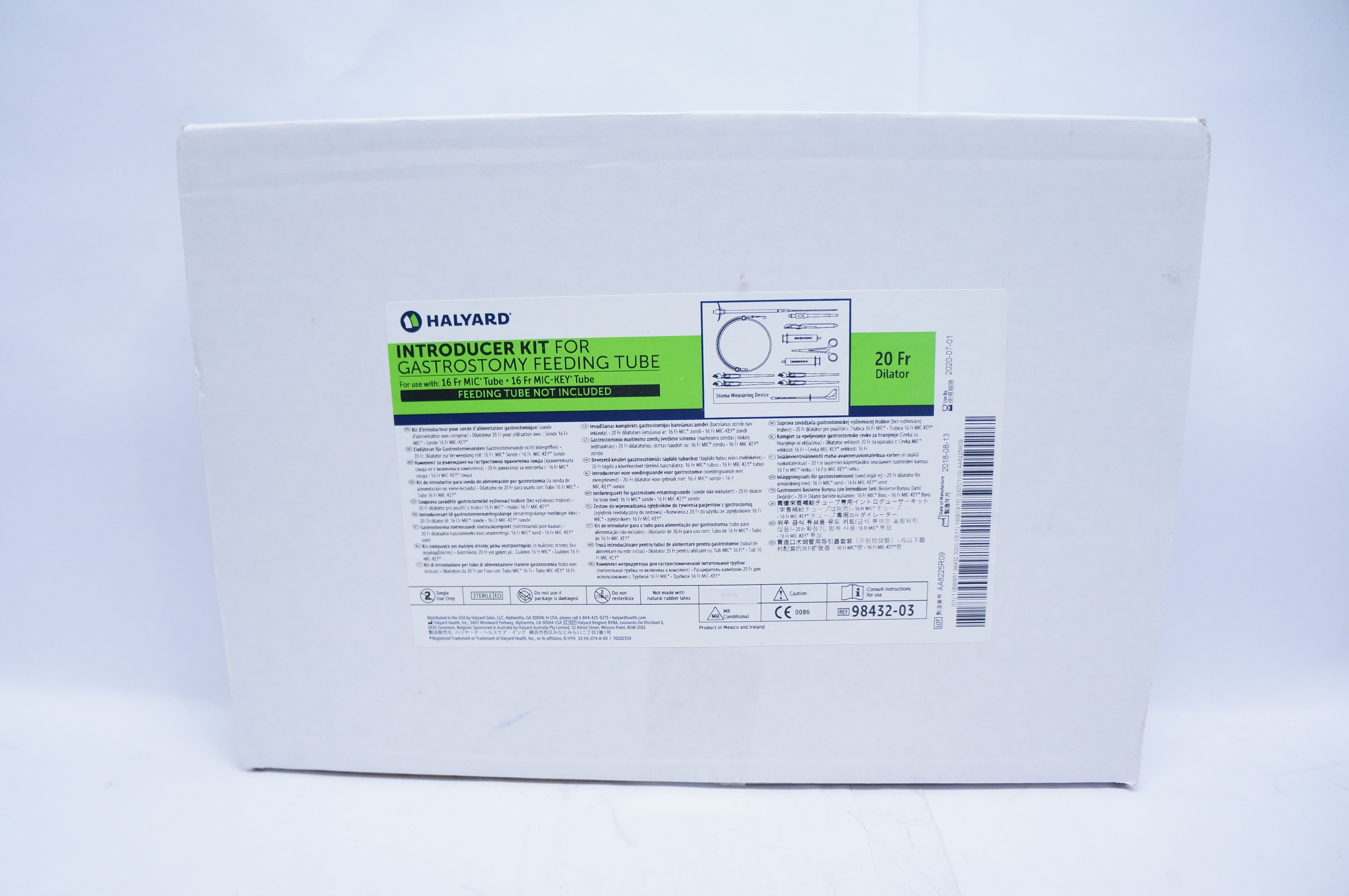 Halyard 98432-03 Imtroducer Kit for Gastrostomy Feeding Tube 20Fr (x)