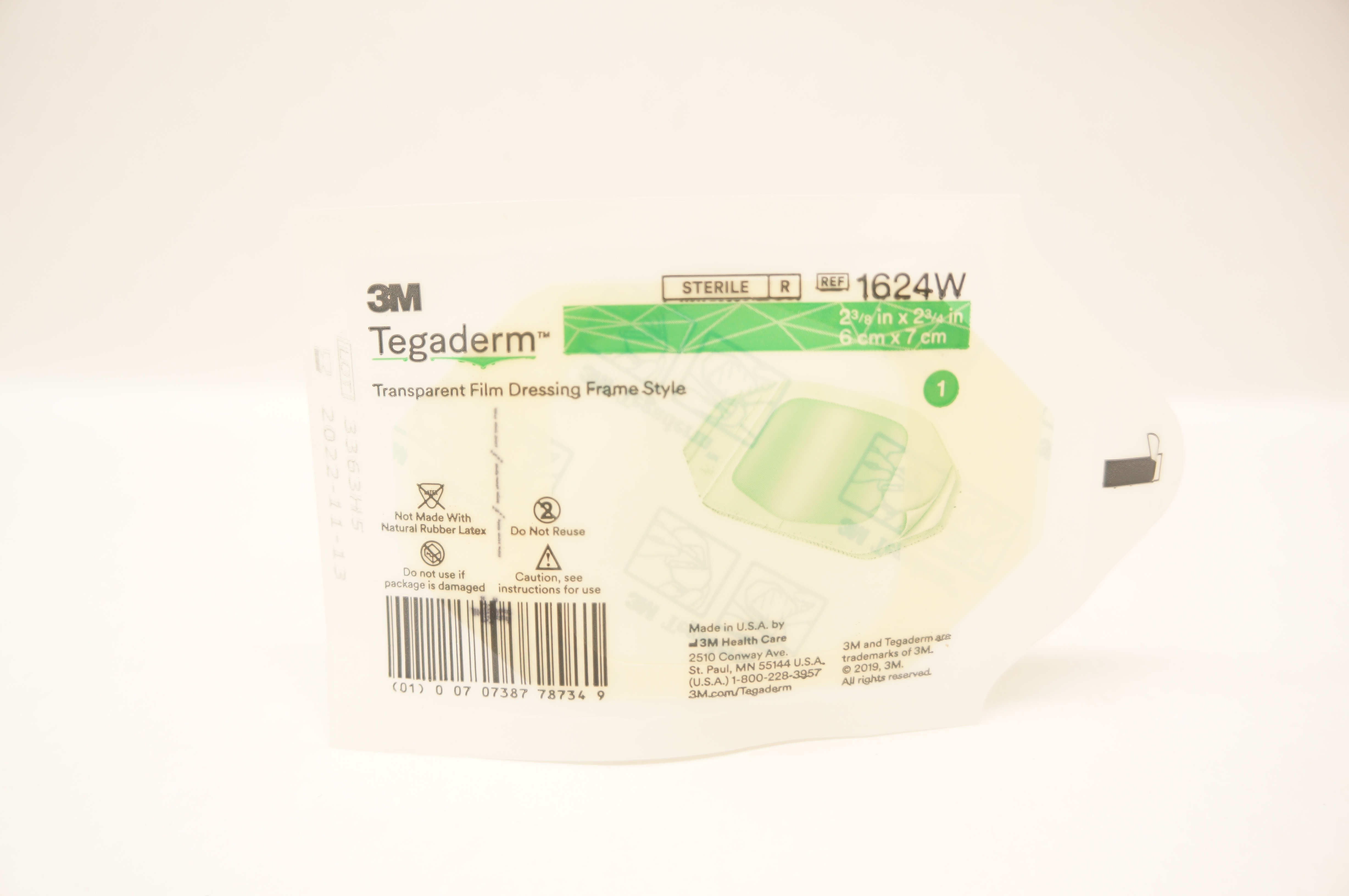3M 1624W Tegaderm Transparent Film Dressing Frame Style 2-3/8 x 2-3/4 inch (x)