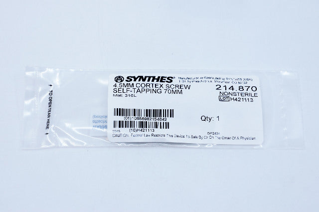 Synthes 214.870 4.5mm Cortex Screw Self-Tapping 70mm