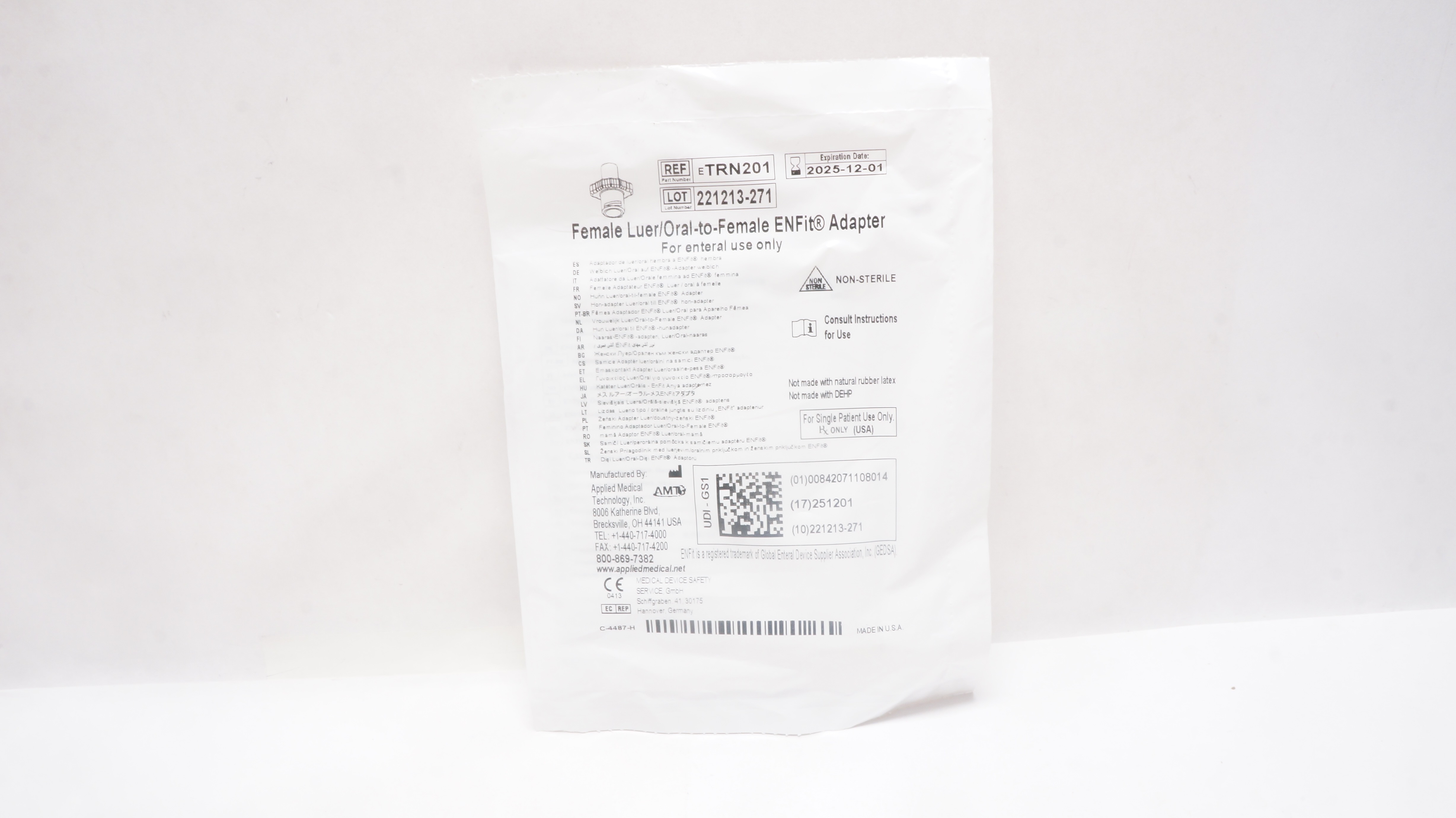 Applied Medical eTRN201 Female Luer/Oral-to-Female ENFit Adapter