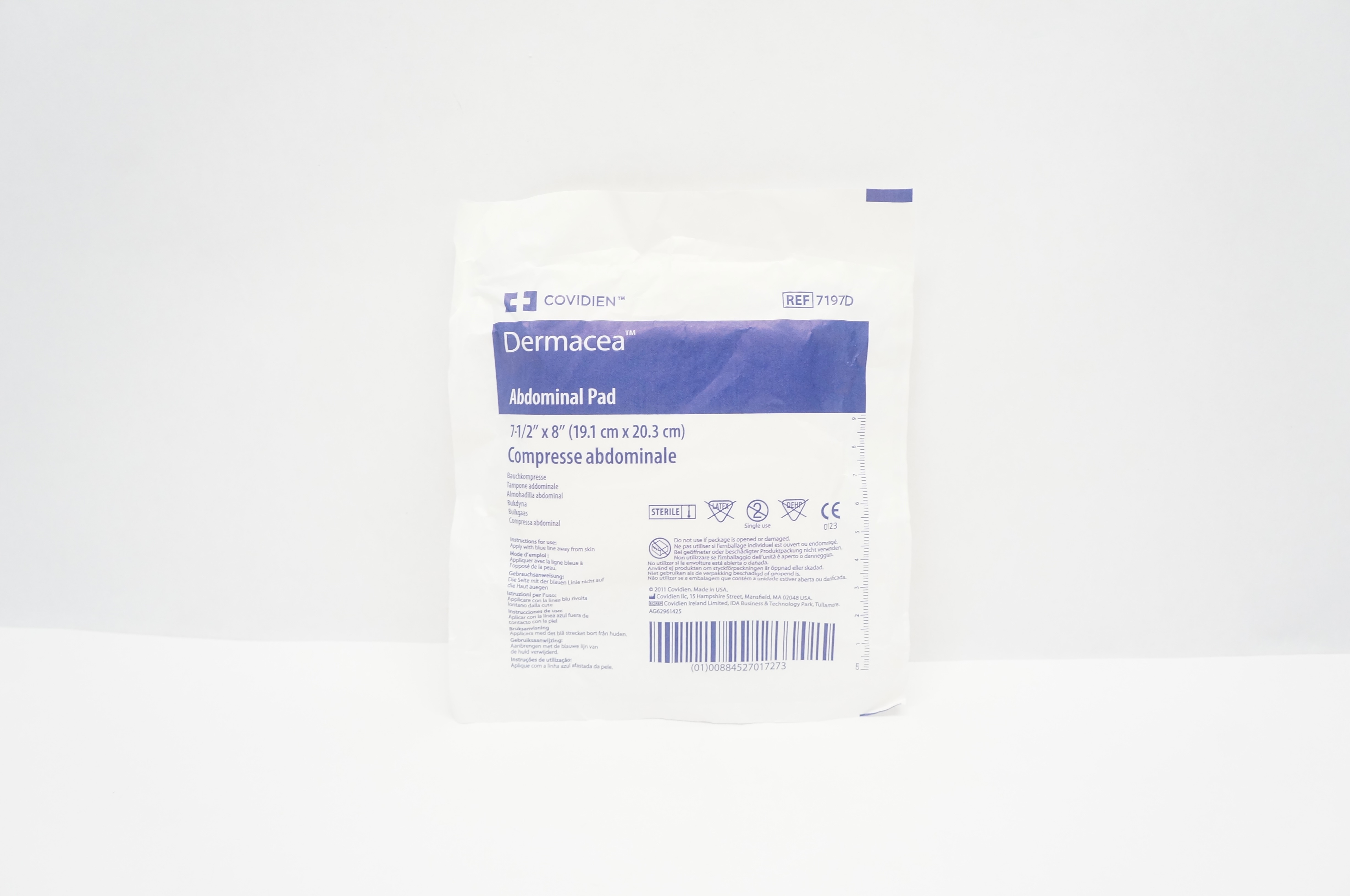 Covidien 7197D Dermacea Abdominal Pad 7-1/2Inch x 8Inch