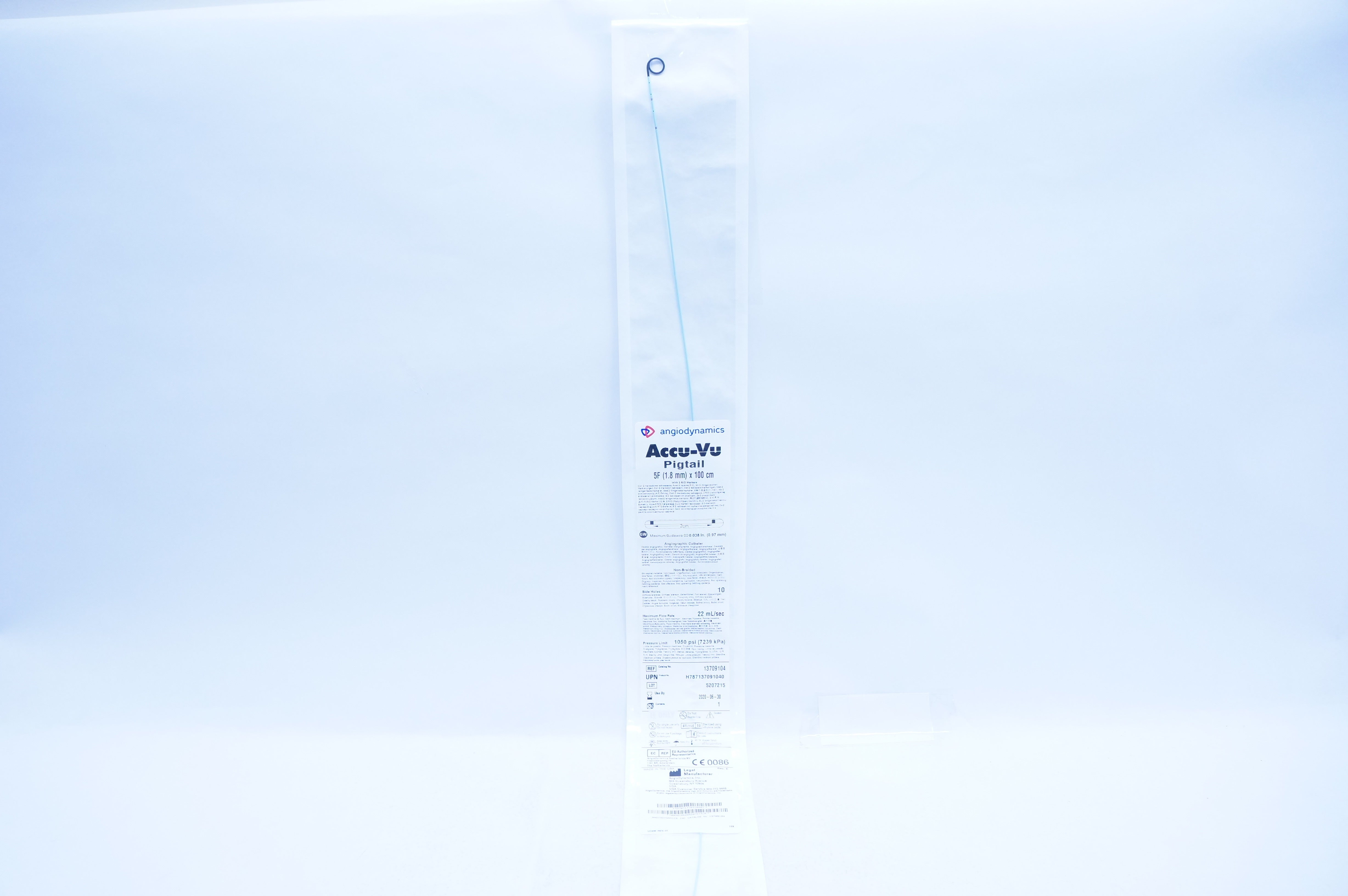 Angiodynamics 13709104 Accu-Vu Pigtail With 2 R/O Markers 5F x 100cm (x)