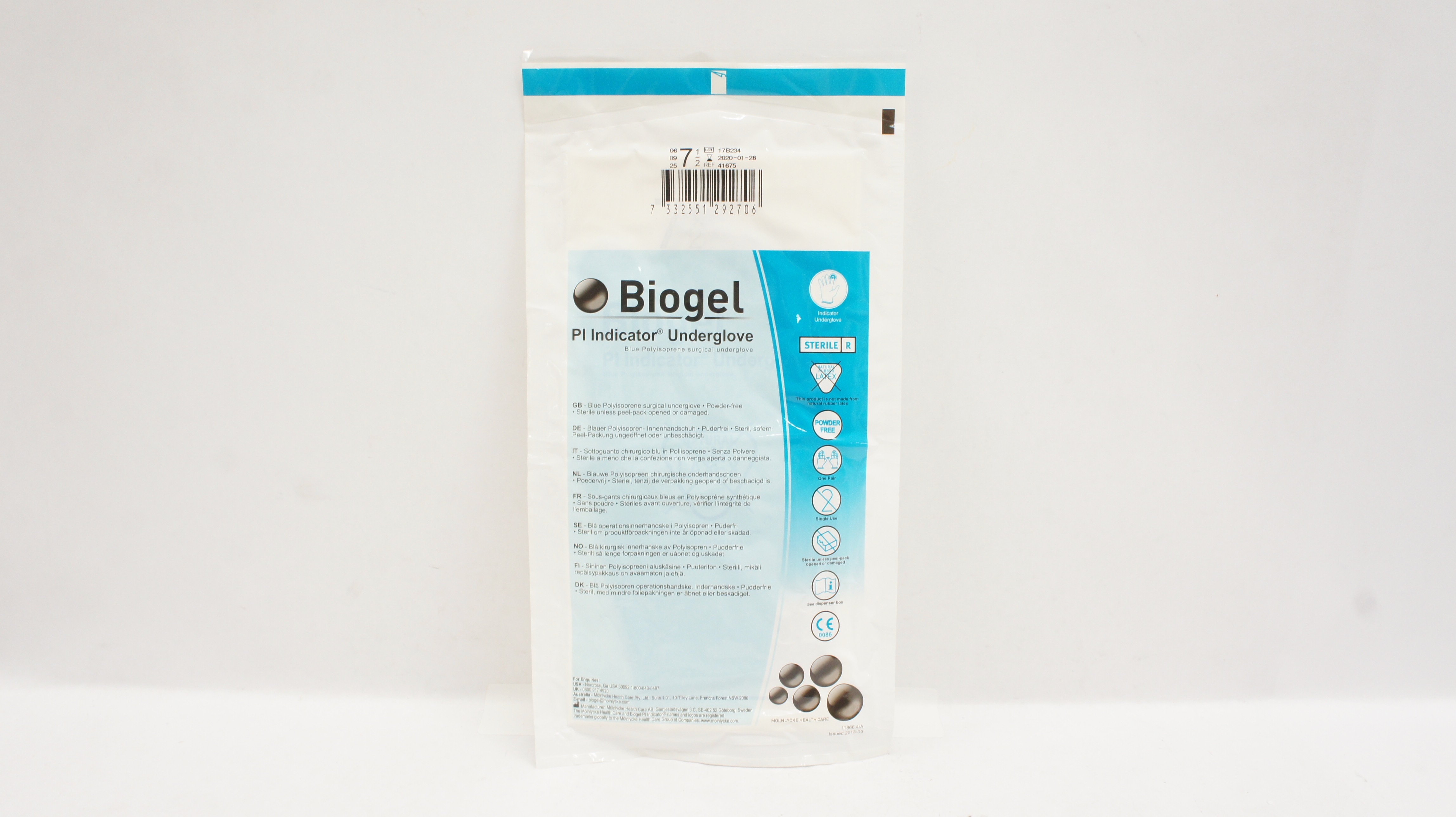 Molnlycke Healthcare 41675 Biogel PI Indicator Underglove Size 7-1/2 (x)