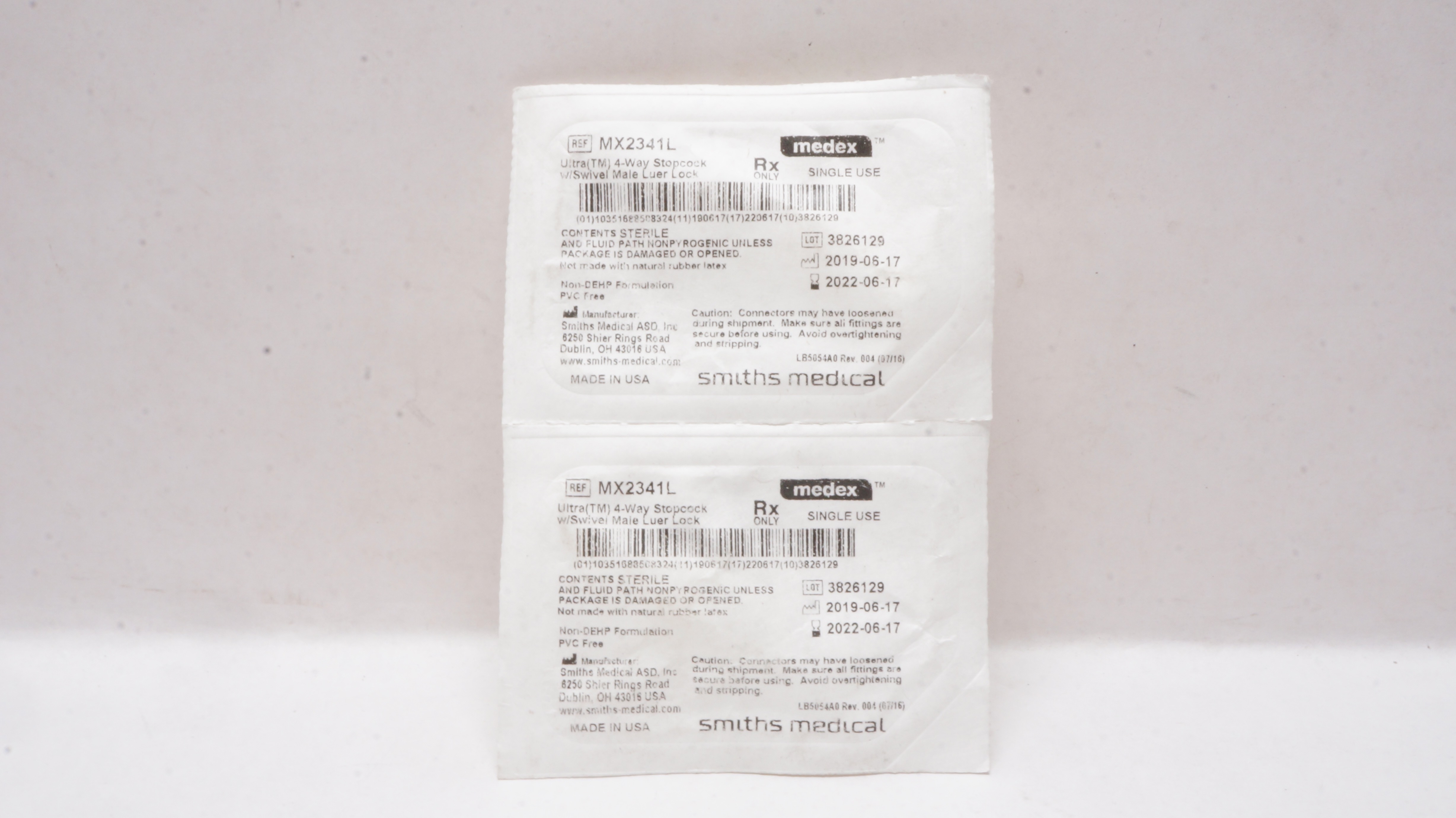 Smith Medical MX2341L Medex Ultra 4-Way Stopcock (x) - Pack of 2