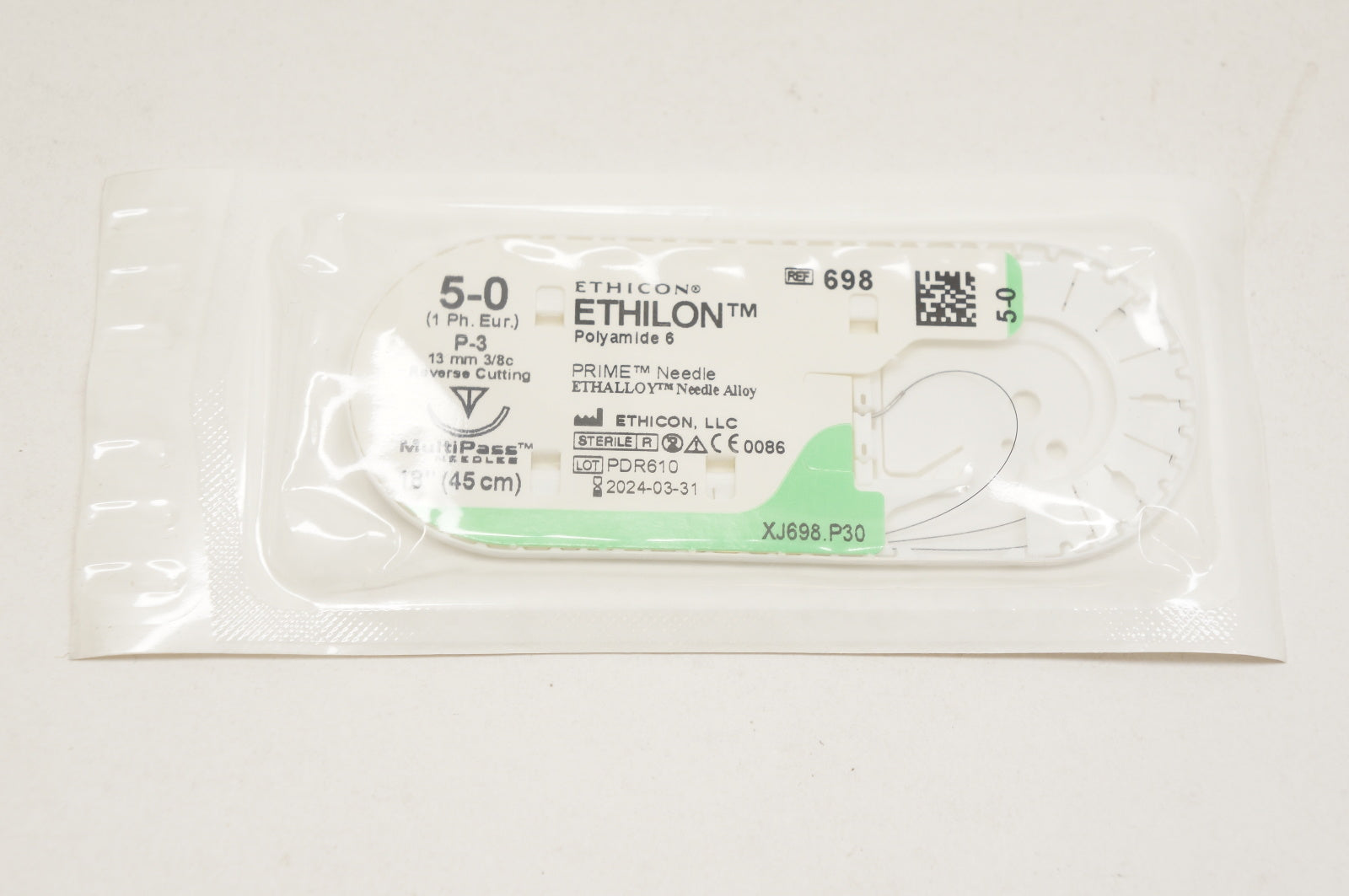 Ethicon 698 5-0 ETHILON, P-3, 13mm 3/8c, 18inch