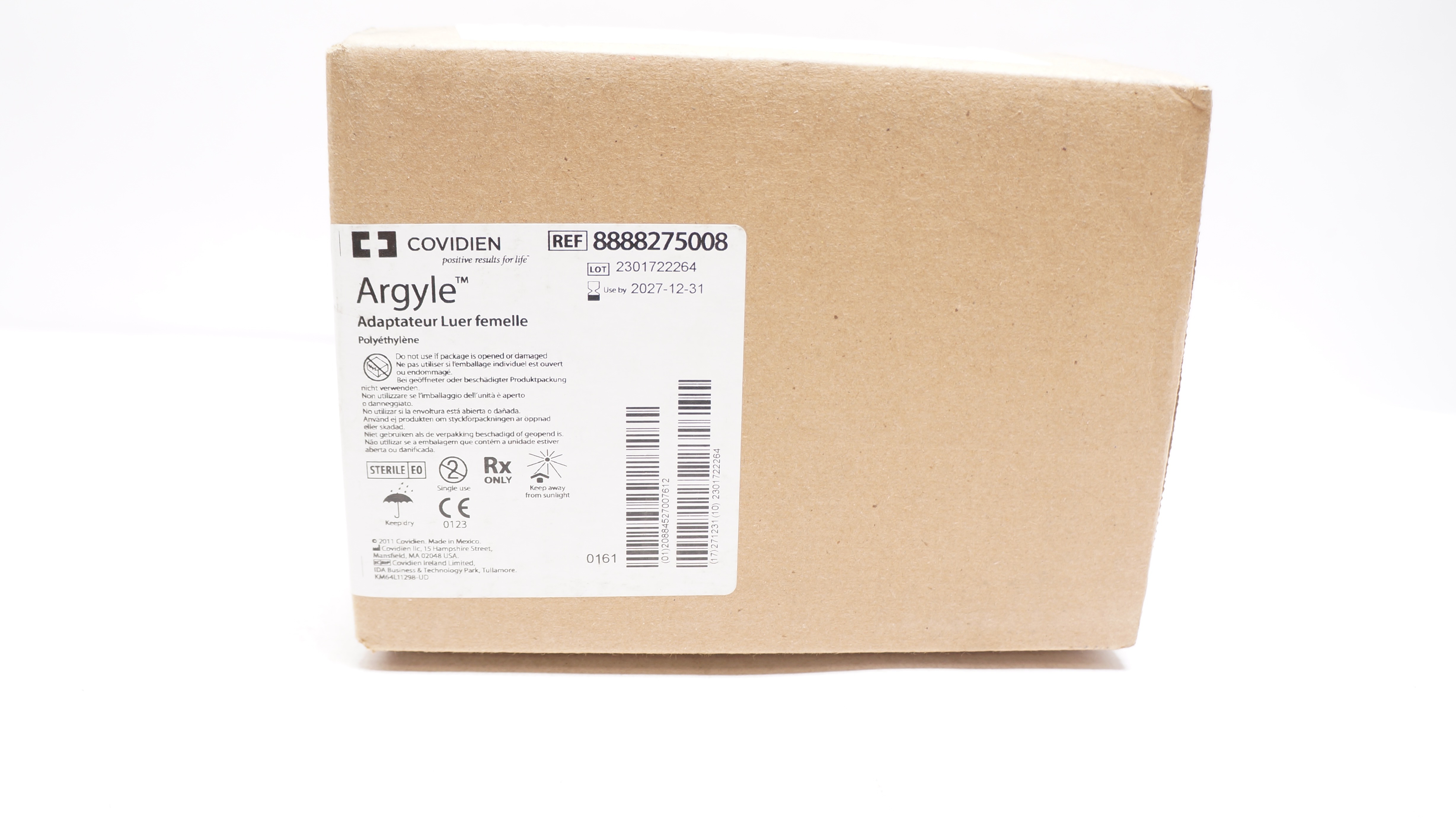 Covidien 8888275008 Argyle Female Luer Adapter Polyethylene - Box of 100