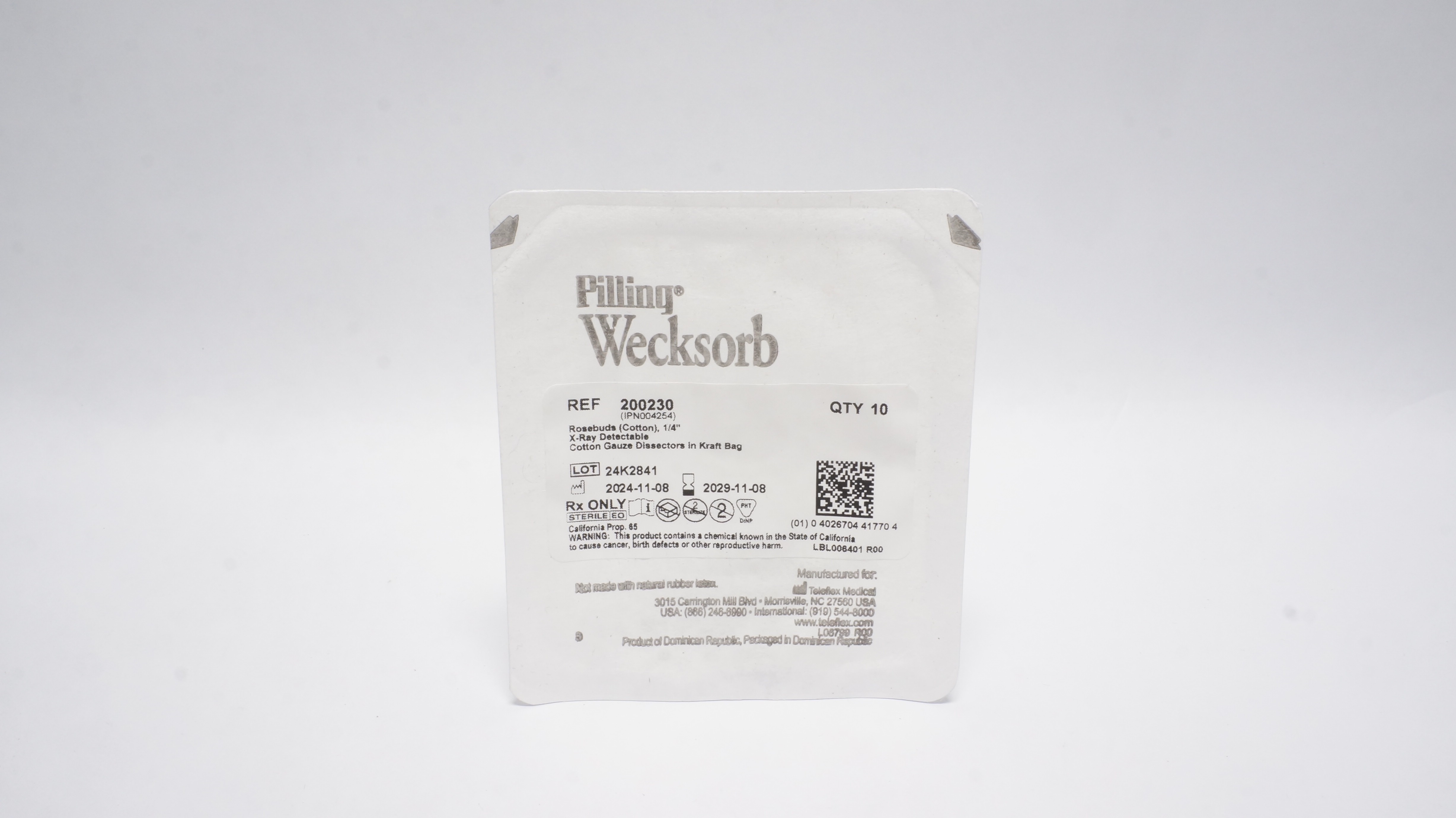 Teleflex 200230 Pilling Wecksorb Rosebuds,Cotton Gauze Dissectors -Pack of 10