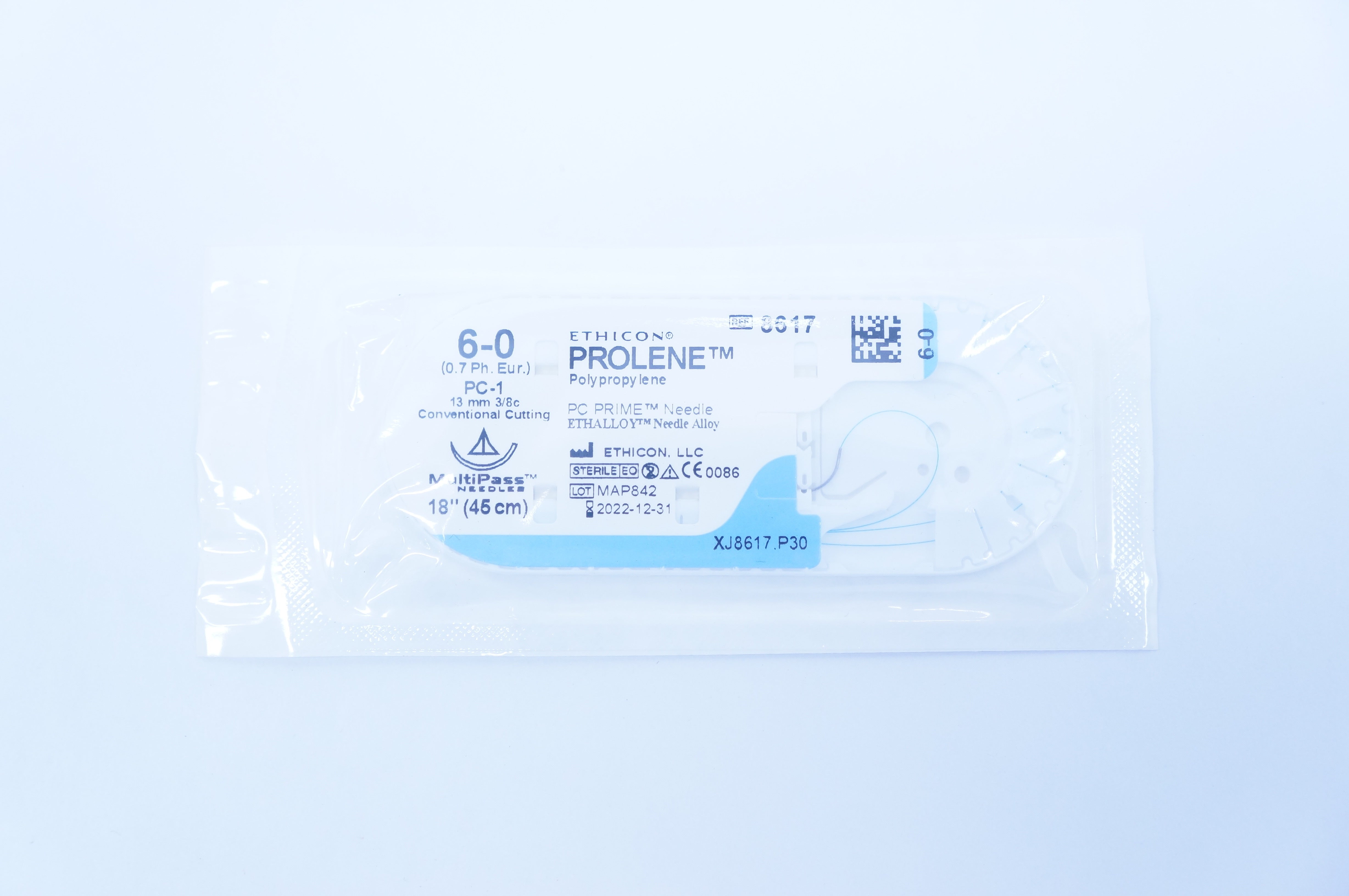 Ethicon 8617 6-0 PROLENE, PC-1, 13mm 3/8c, MultiPass, 18inch (x)