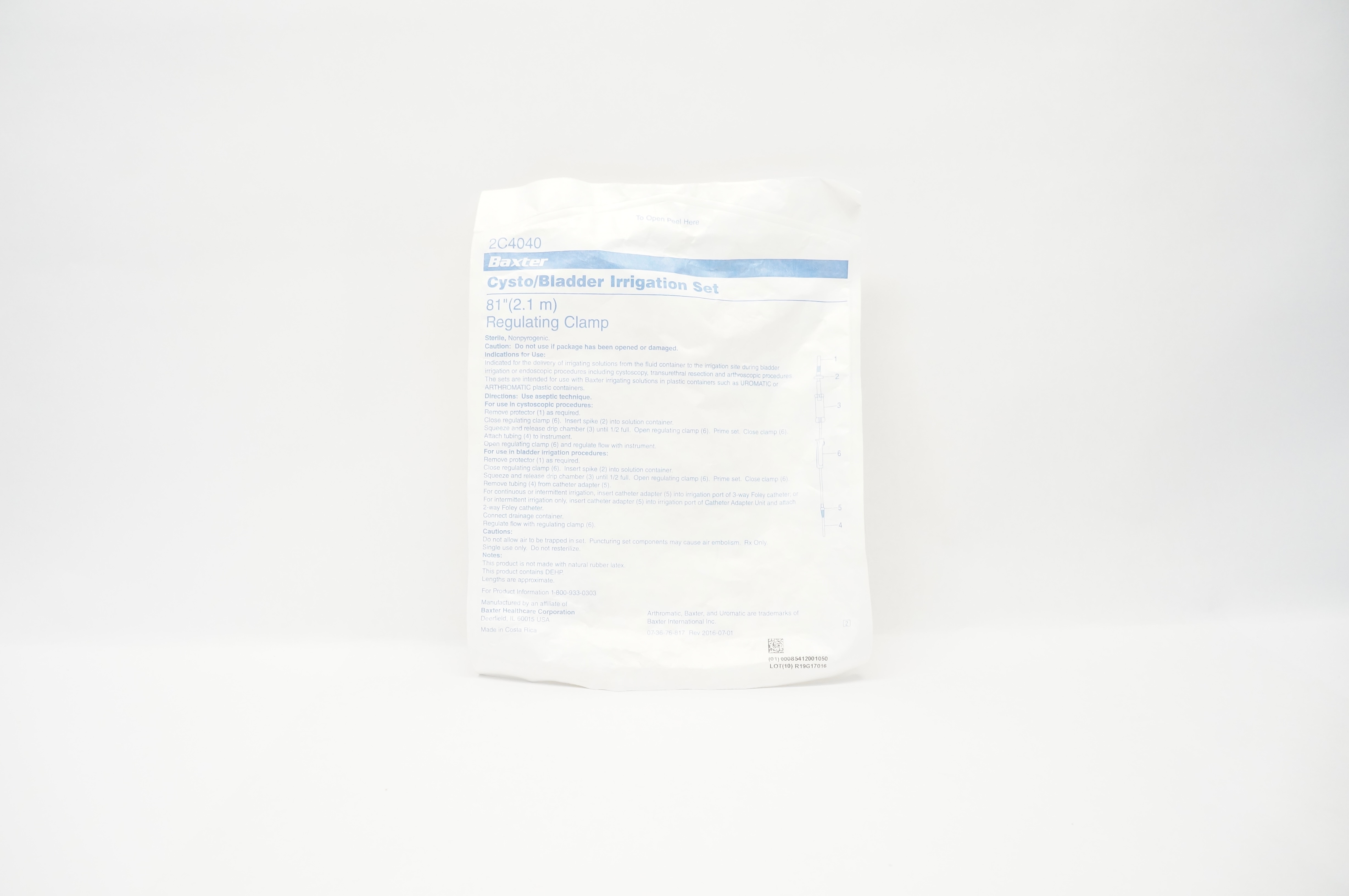 Baxter 2C4040 Cysto/Bladder Irrigation Set 81 inch, Regulating Clamp