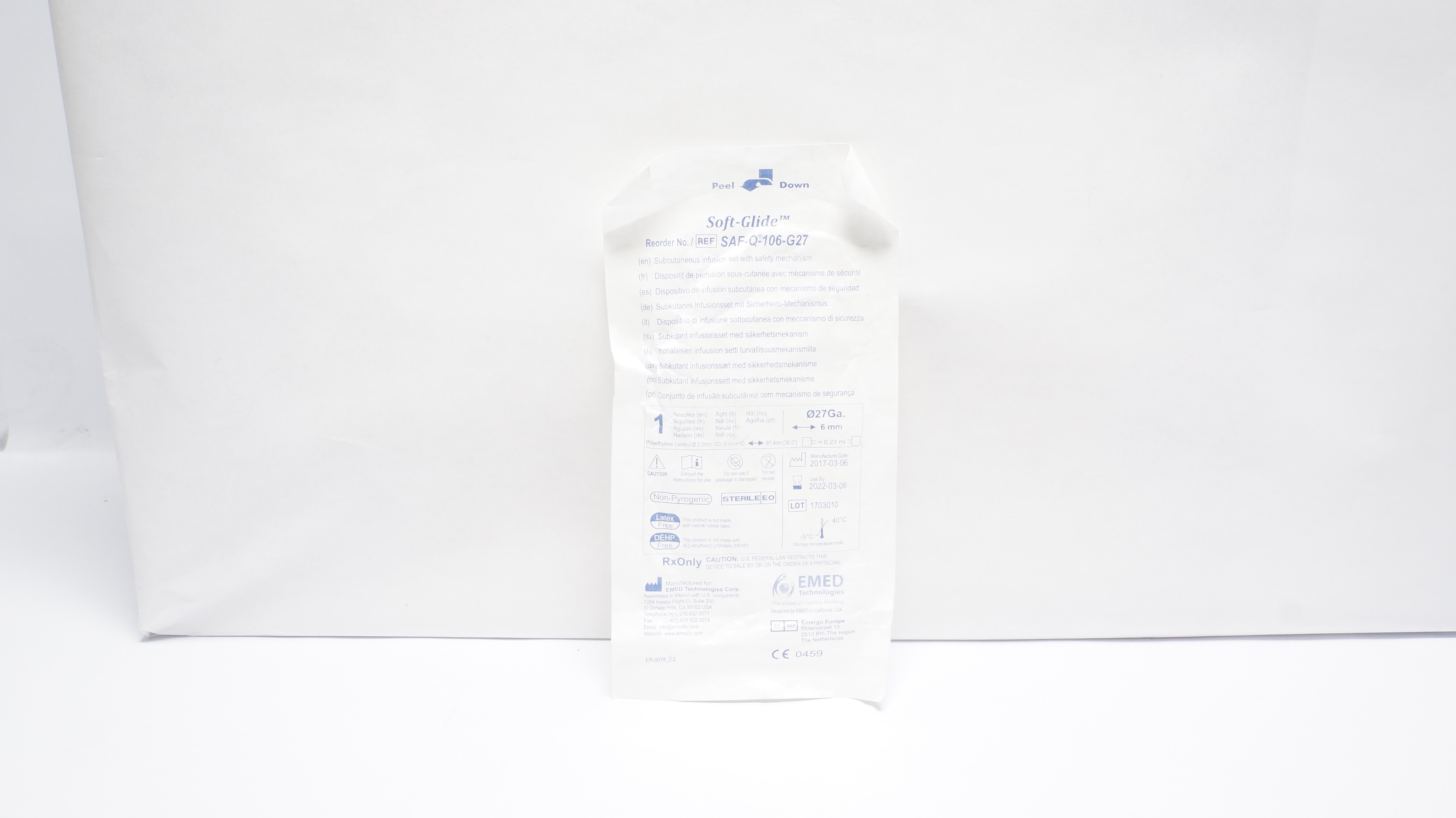 EMED Technologies SAF-Q-106-G27 Soft-Glide Subcutaneous Infusion Set (x)